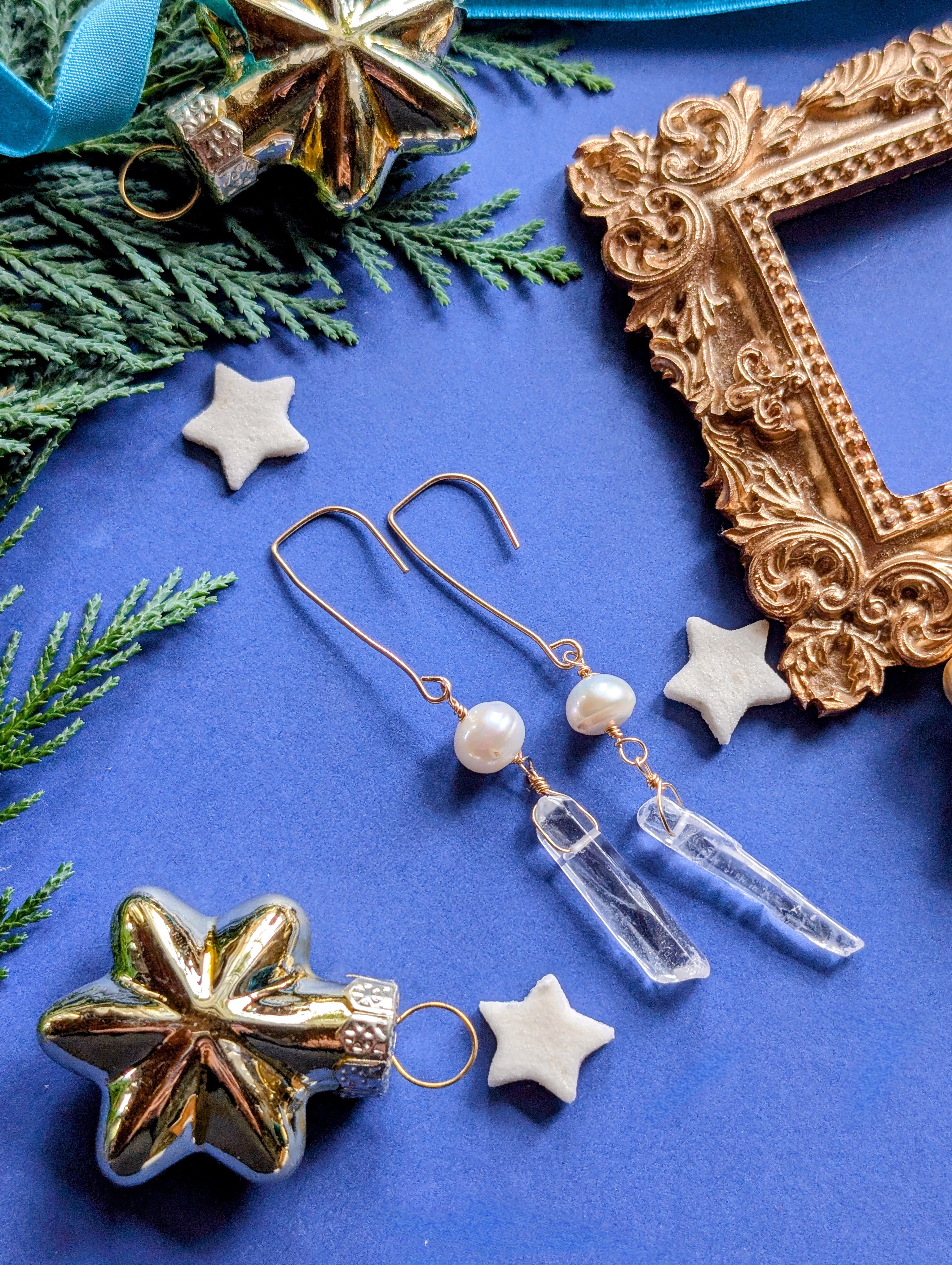 Istapp Pearl - Ohrhänger mit Quarz und  Perle