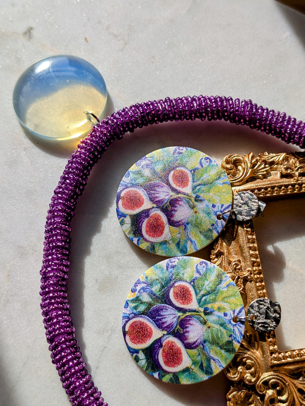 Profumo di fichi - Ohrringe aus Perlmutt mit Feigenmuster