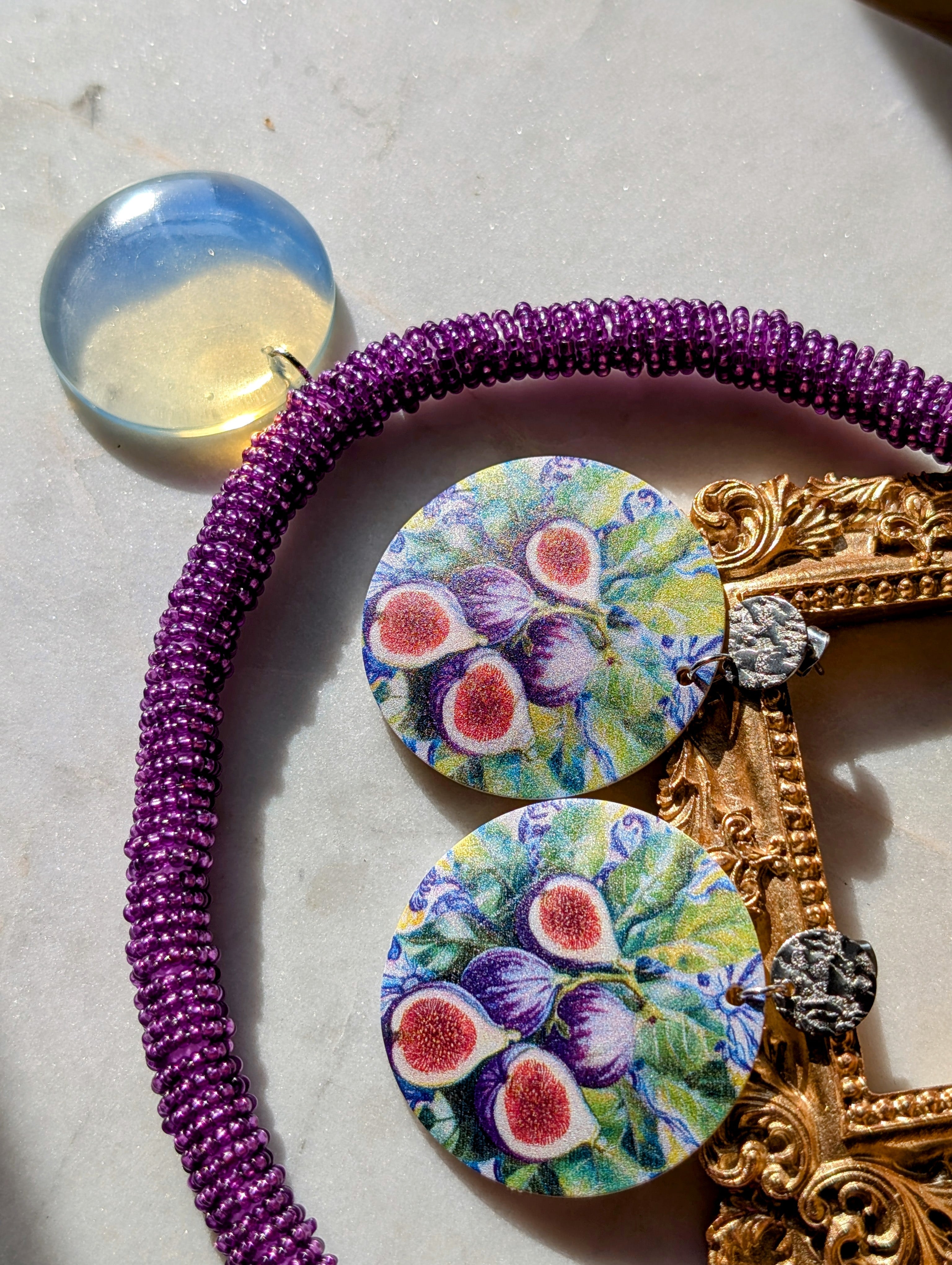 Profumo di fichi - Ohrringe aus Perlmutt mit Feigenmuster