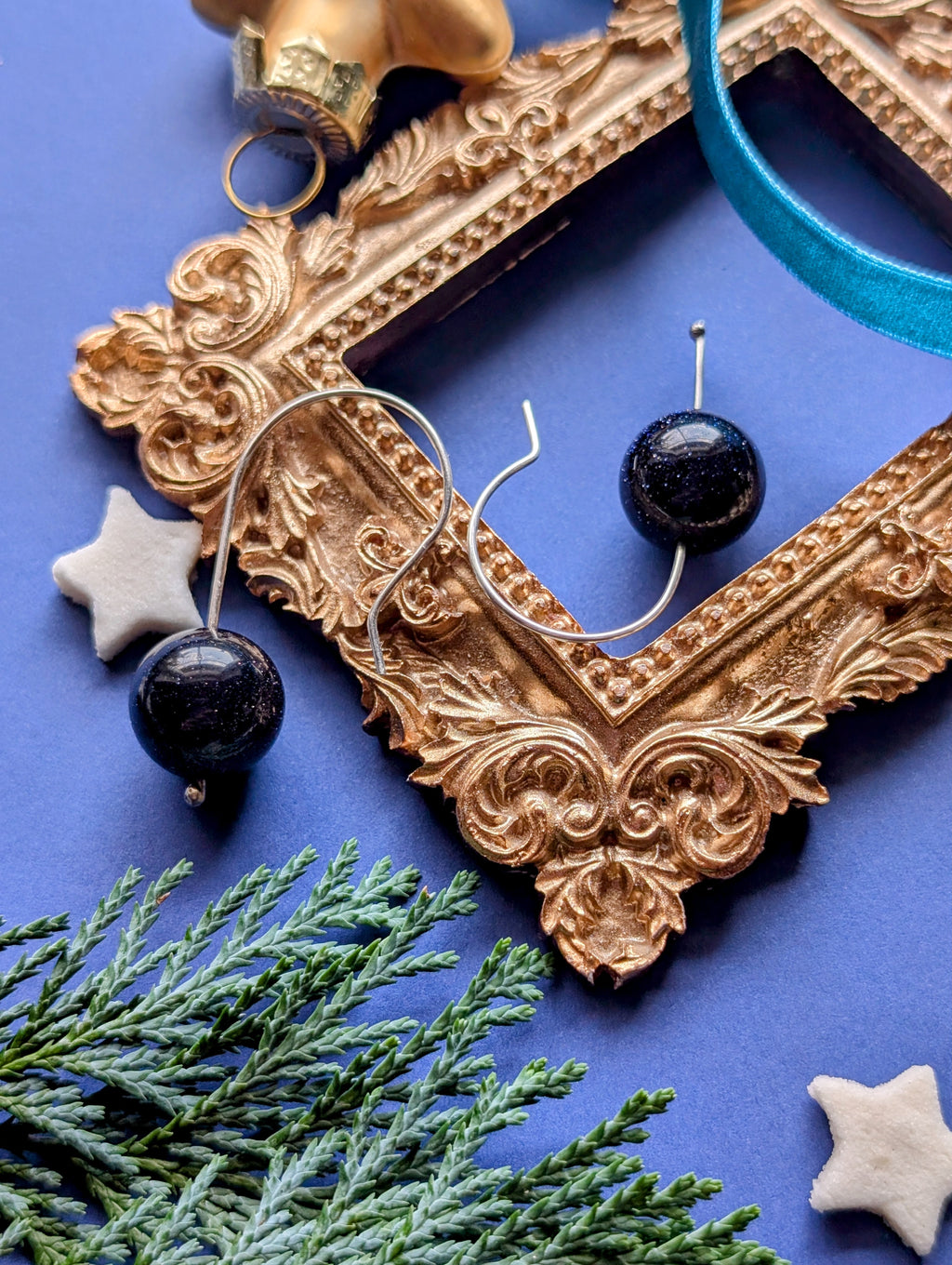 Nachtfunkeln Ohrhänger | Silber & Blaufluss