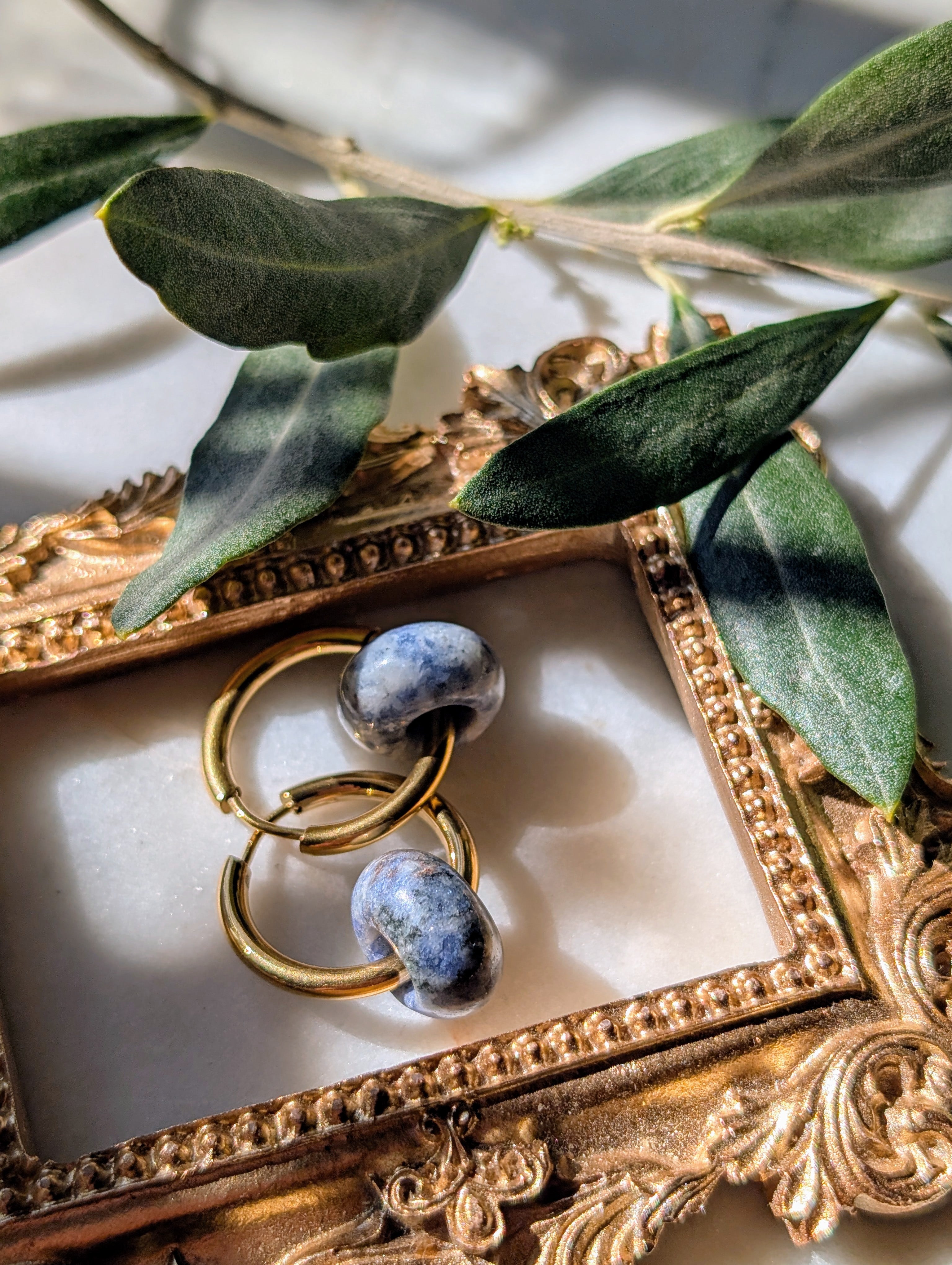 Creolen mit Edelstein Loop - Sodalith