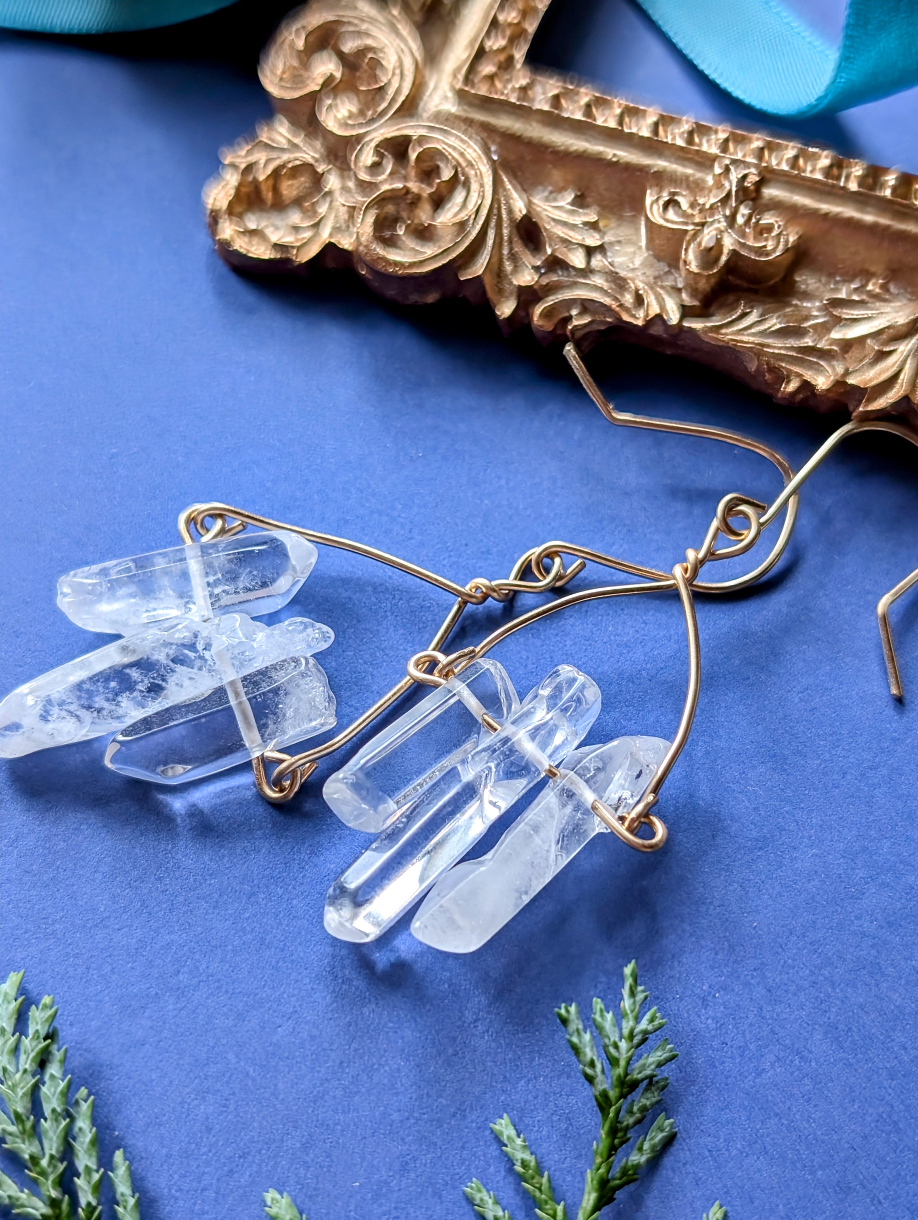 Firn Glacier - Ohrhänger mit Eiszapfen aus Quarzsplittern