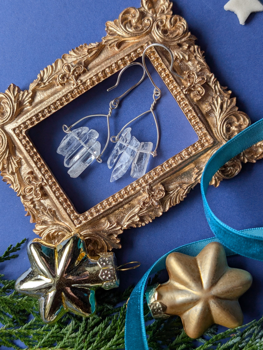 Firn Glacier - Ohrhänger mit Eiszapfen aus Quarzsplittern