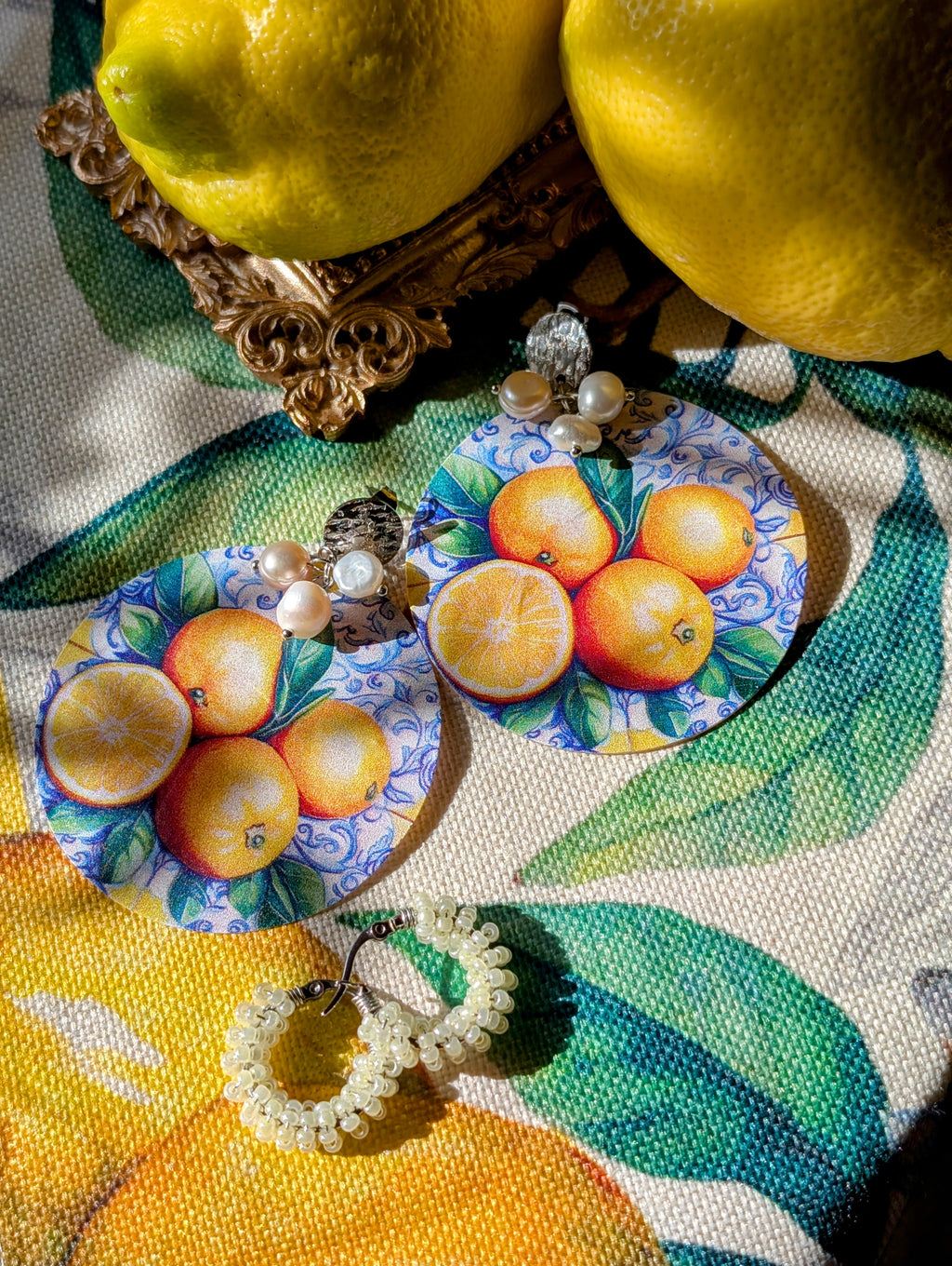 Luce di Amalfi – „Das Licht von Amalfi“ - Ohrringe aus Perlmutt mit Zitronenmuster