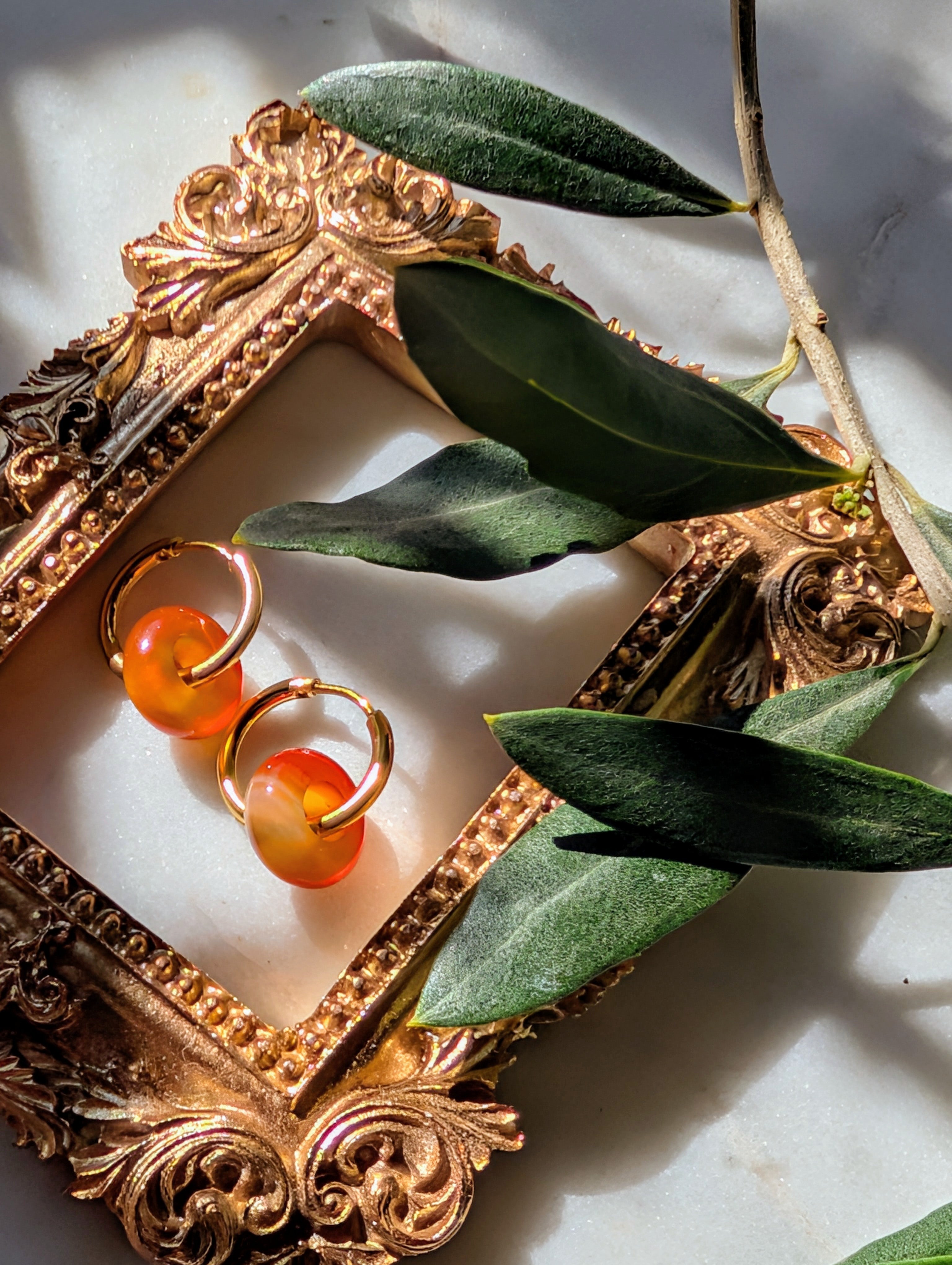 Creolen mit Edelstein Loop - Karneol