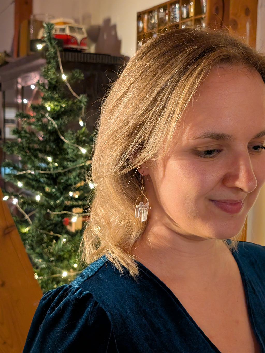 Firn Glacier - Ohrhänger mit Eiszapfen aus Quarzsplittern