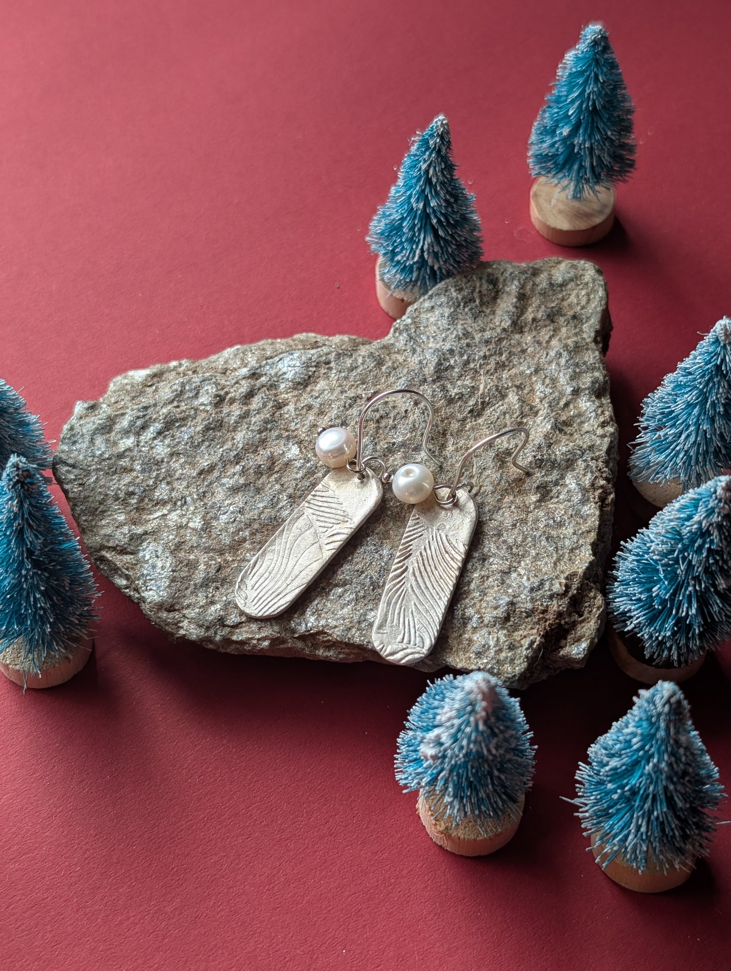Boucles d'oreilles en argent fin 999 et perles d'eau douce