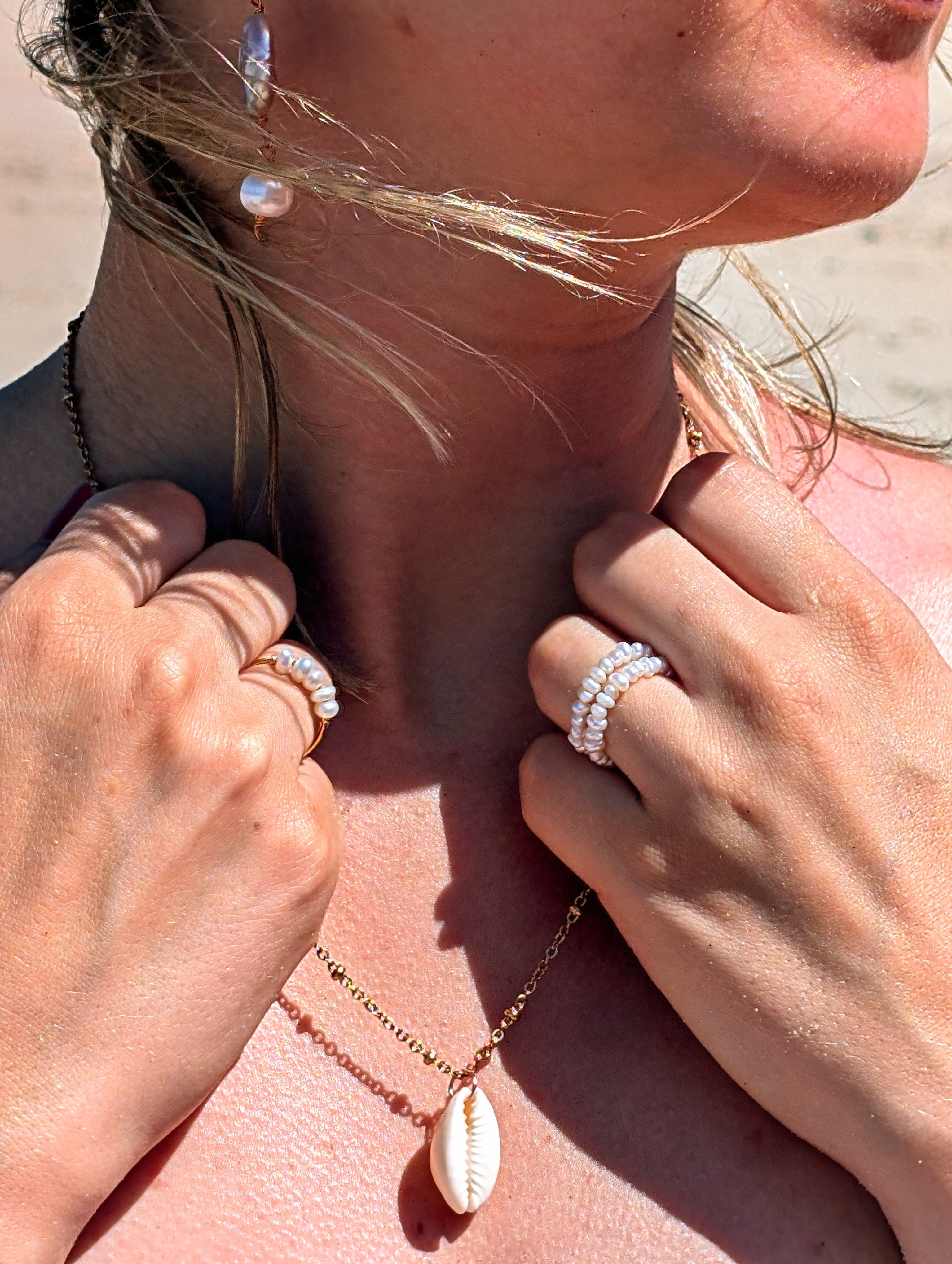 Perlenring "Sweetpea" – Edelstahl mit Süßwasserperlen