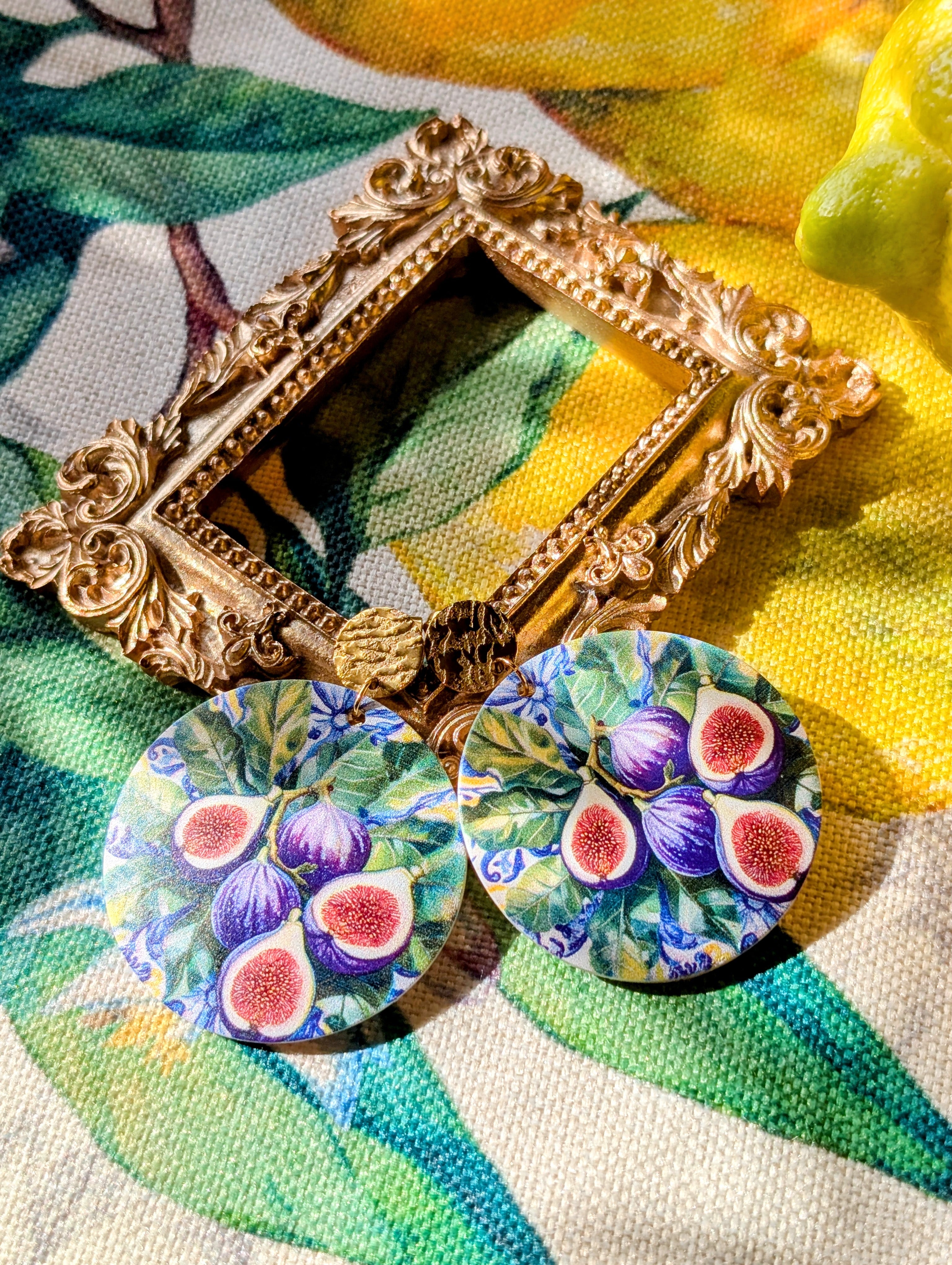 Profumo di fichi - Ohrringe aus Perlmutt mit Feigenmuster