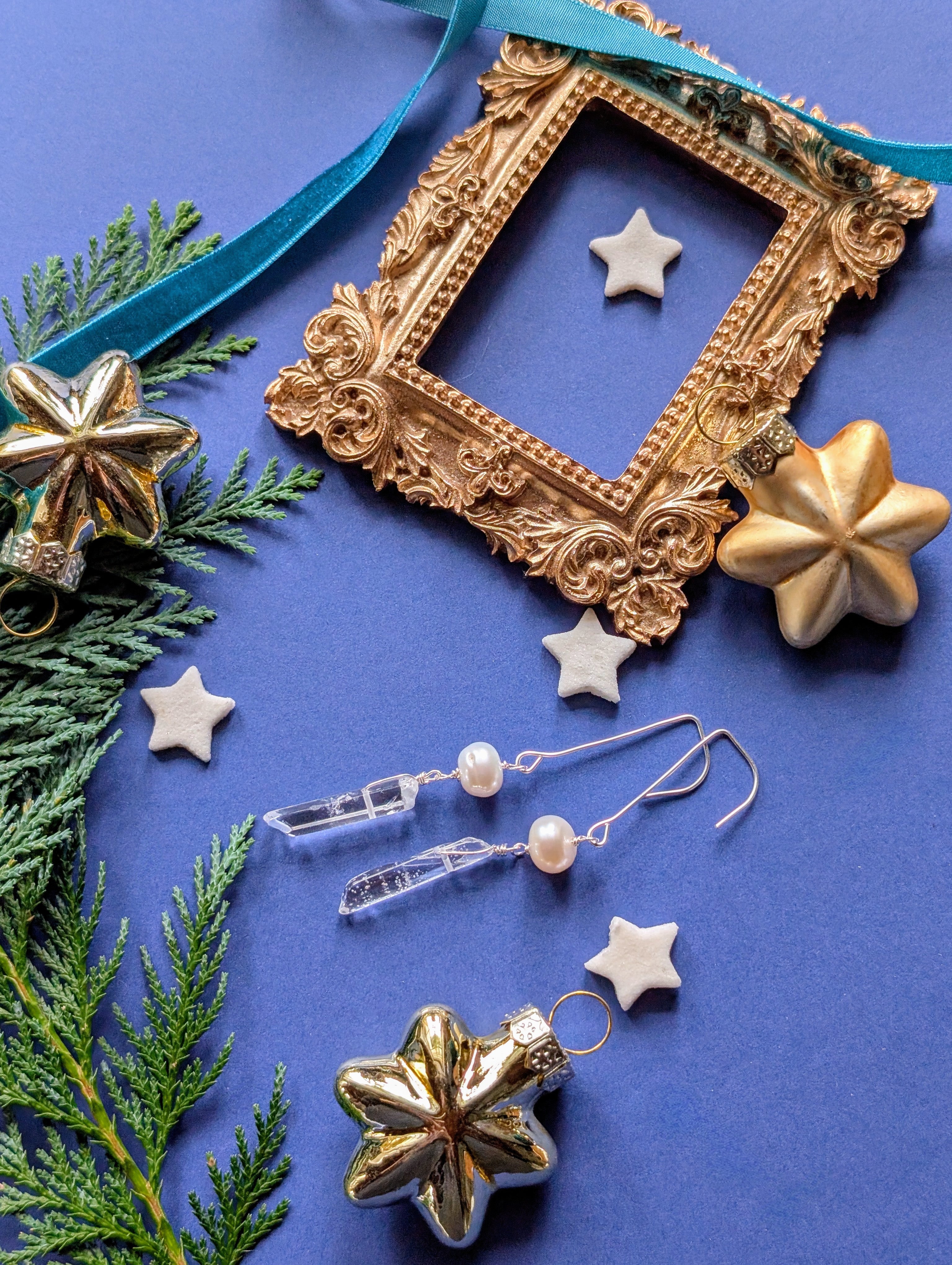 Istapp Pearl - Ohrhänger mit Quarz und  Perle