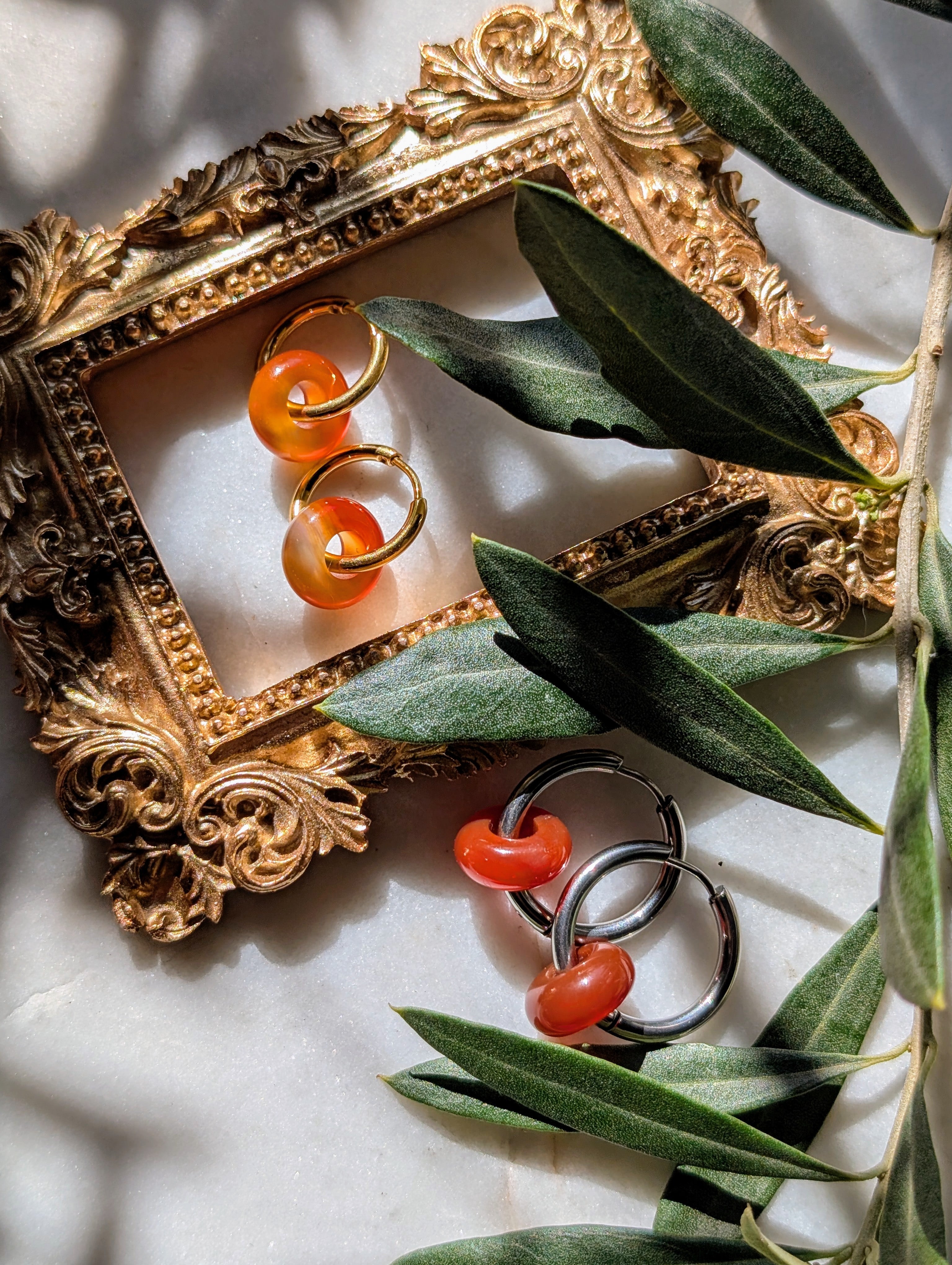 Creolen mit Edelstein Loop - Karneol