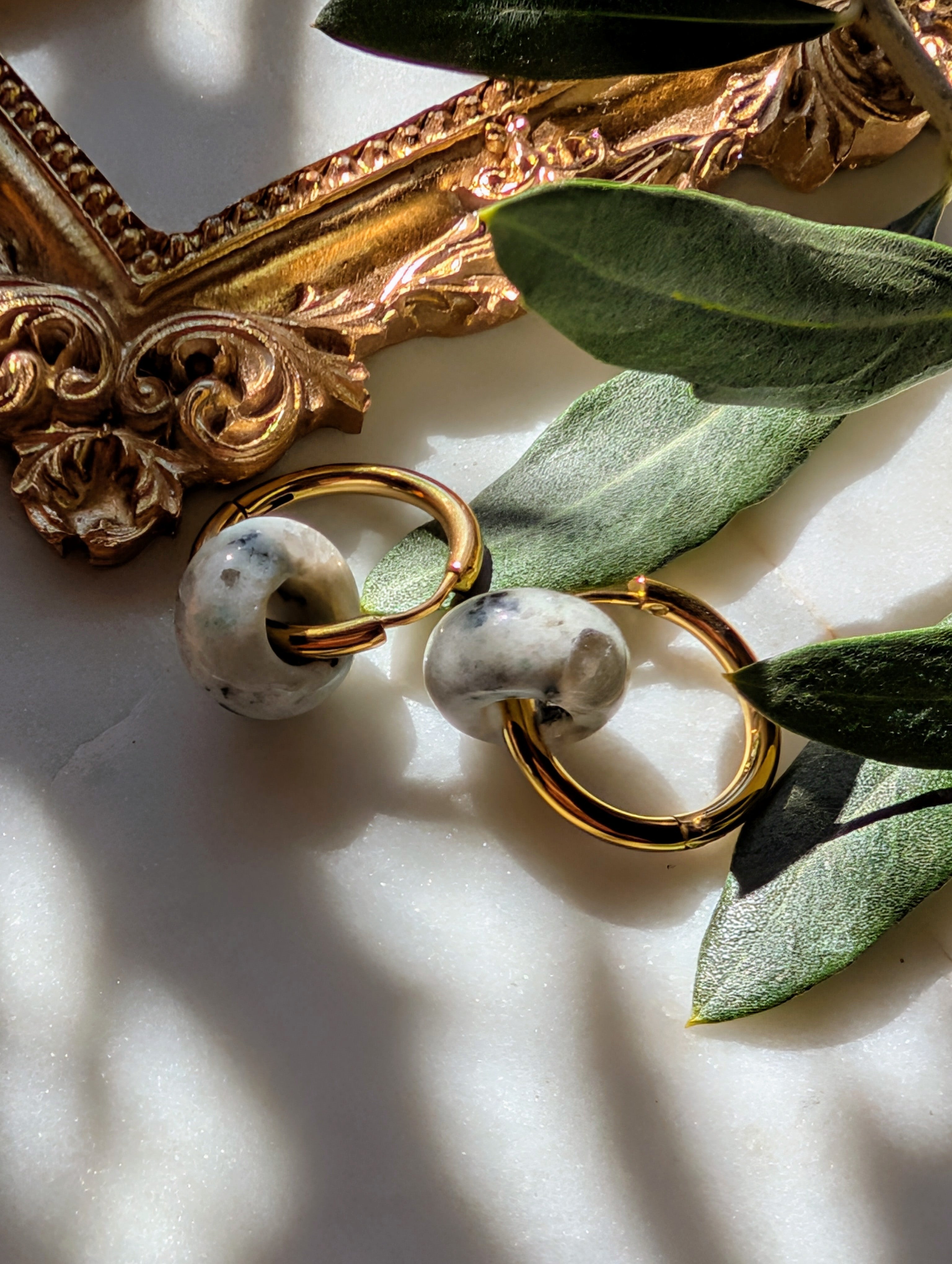 Creolen mit Edelstein Loop - Sesam Jaspis