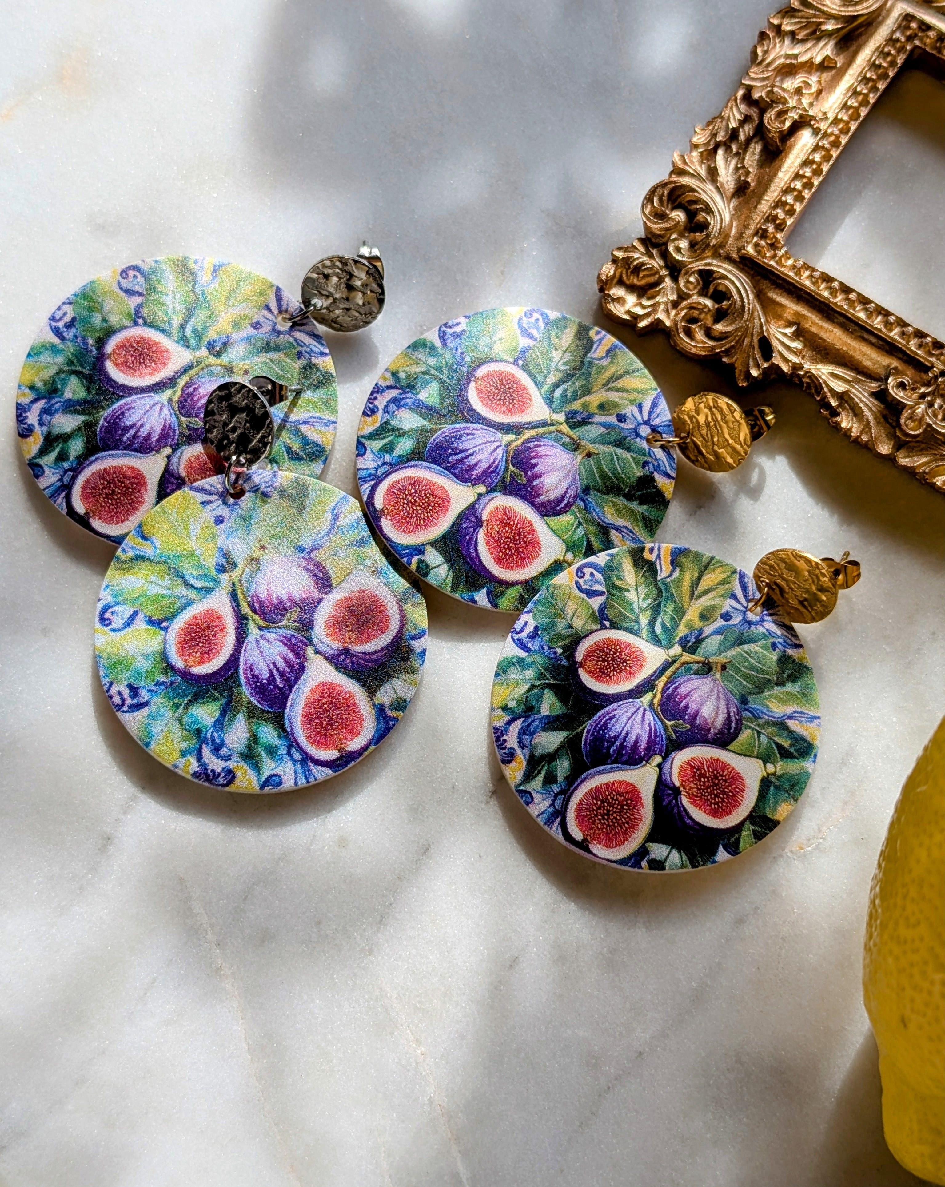 Profumo di fichi - Ohrringe aus Perlmutt mit Feigenmuster