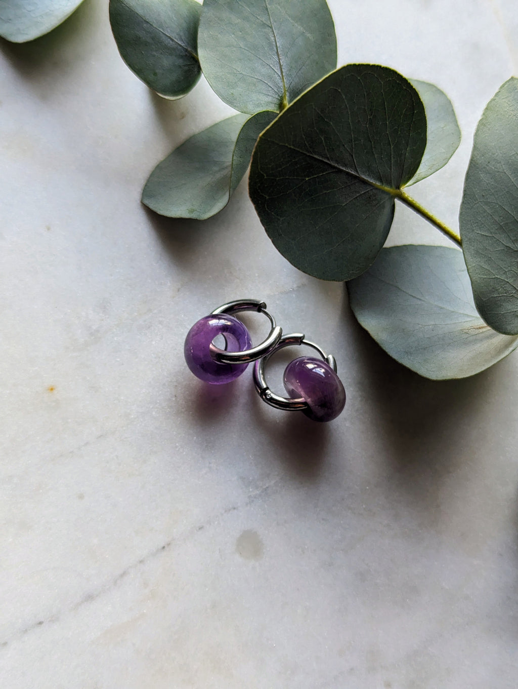 Creolen mit Edelstein Loop - Amethyst