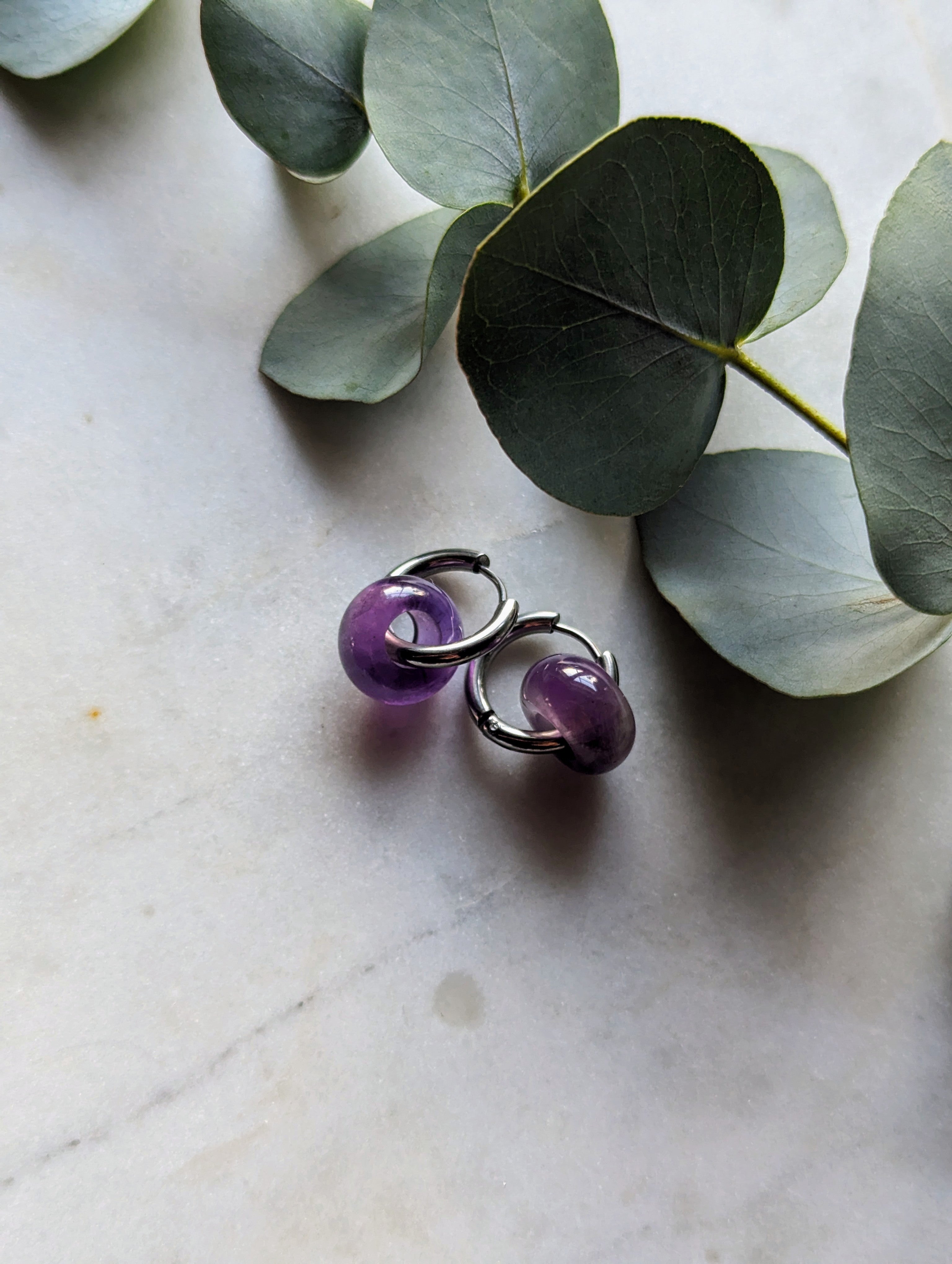 Creolen mit Edelstein Loop - Amethyst