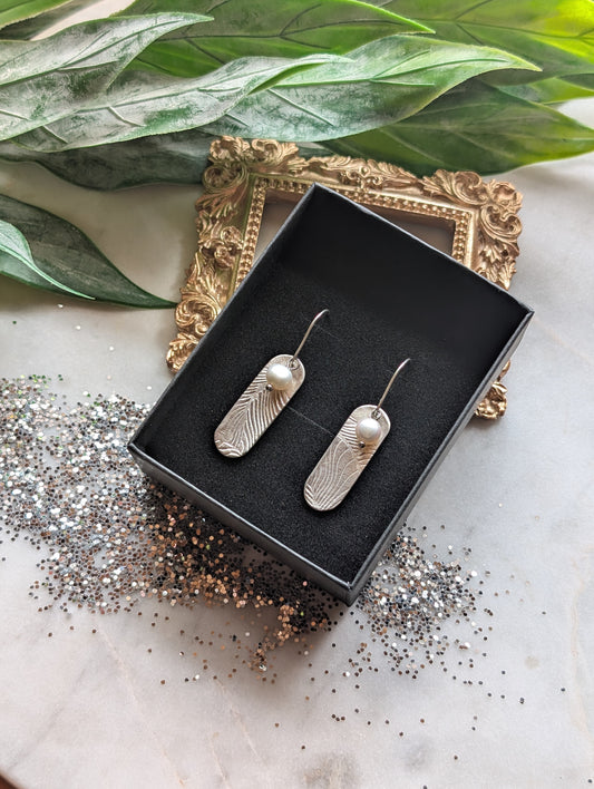 Boucles d'oreilles en argent fin 999 et perles d'eau douce