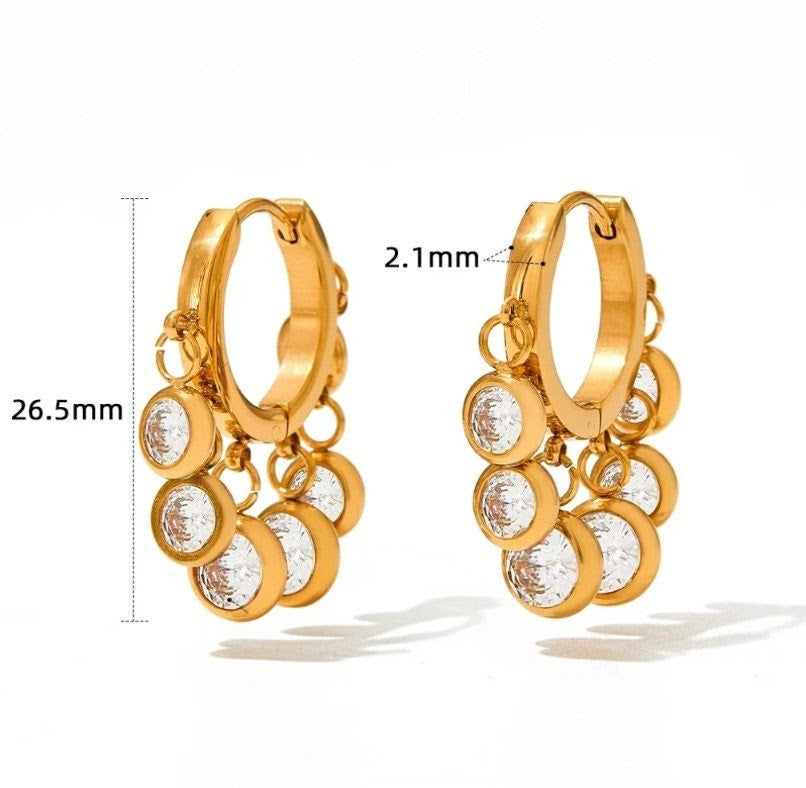 Boho Tambourine – Edelstahl Creolen mit Zirkonia Charms