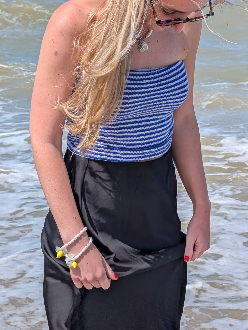 La Perla al Limone – Armband mit Süßwasserperlen, Zitronen und Blüten