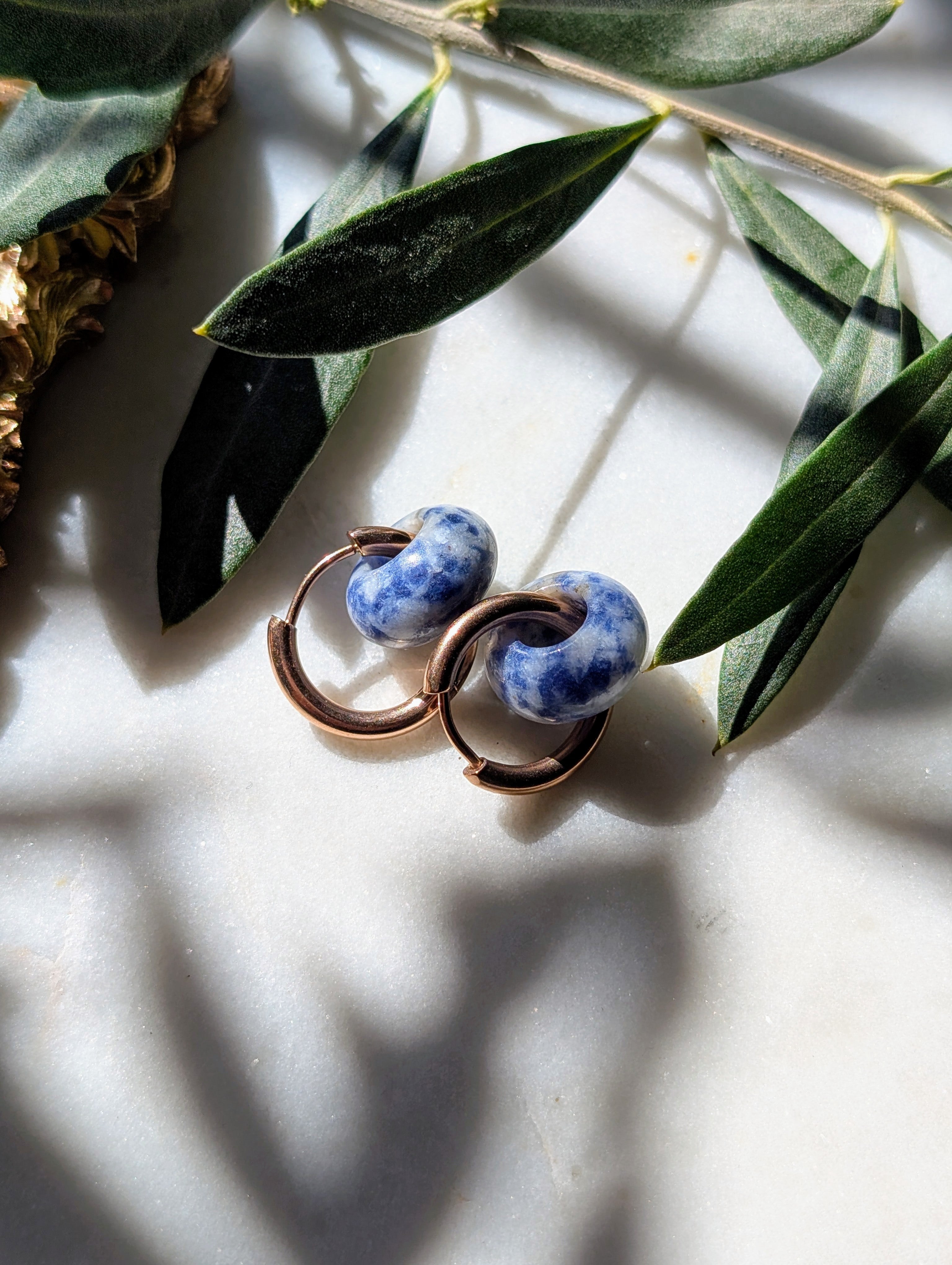 Creolen mit Edelstein Loop - Sodalith