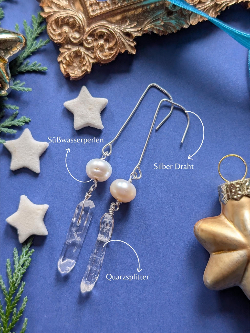 Istapp Pearl - Ohrhänger mit Quarz und  Perle