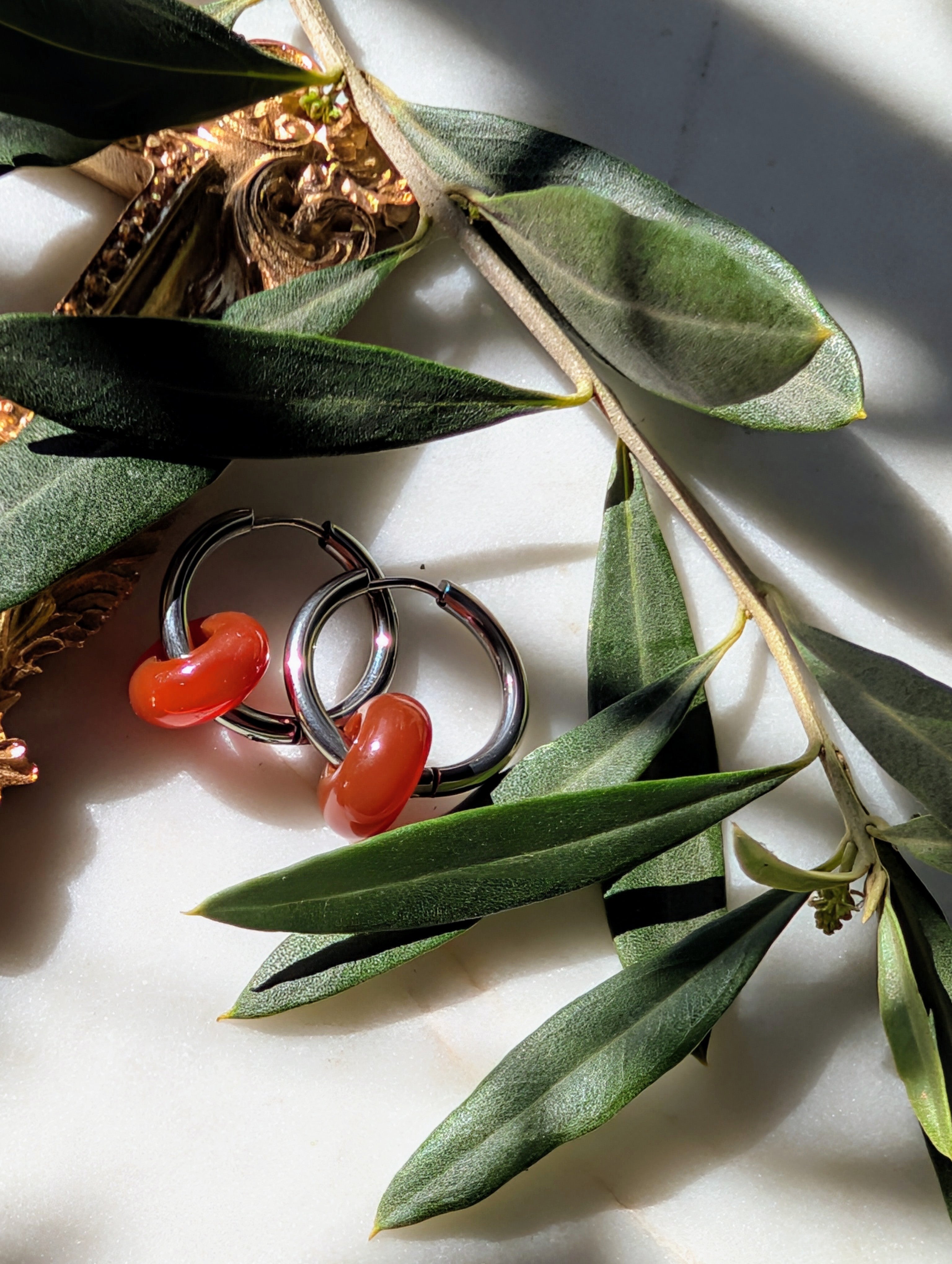 Creolen mit Edelstein Loop - Karneol