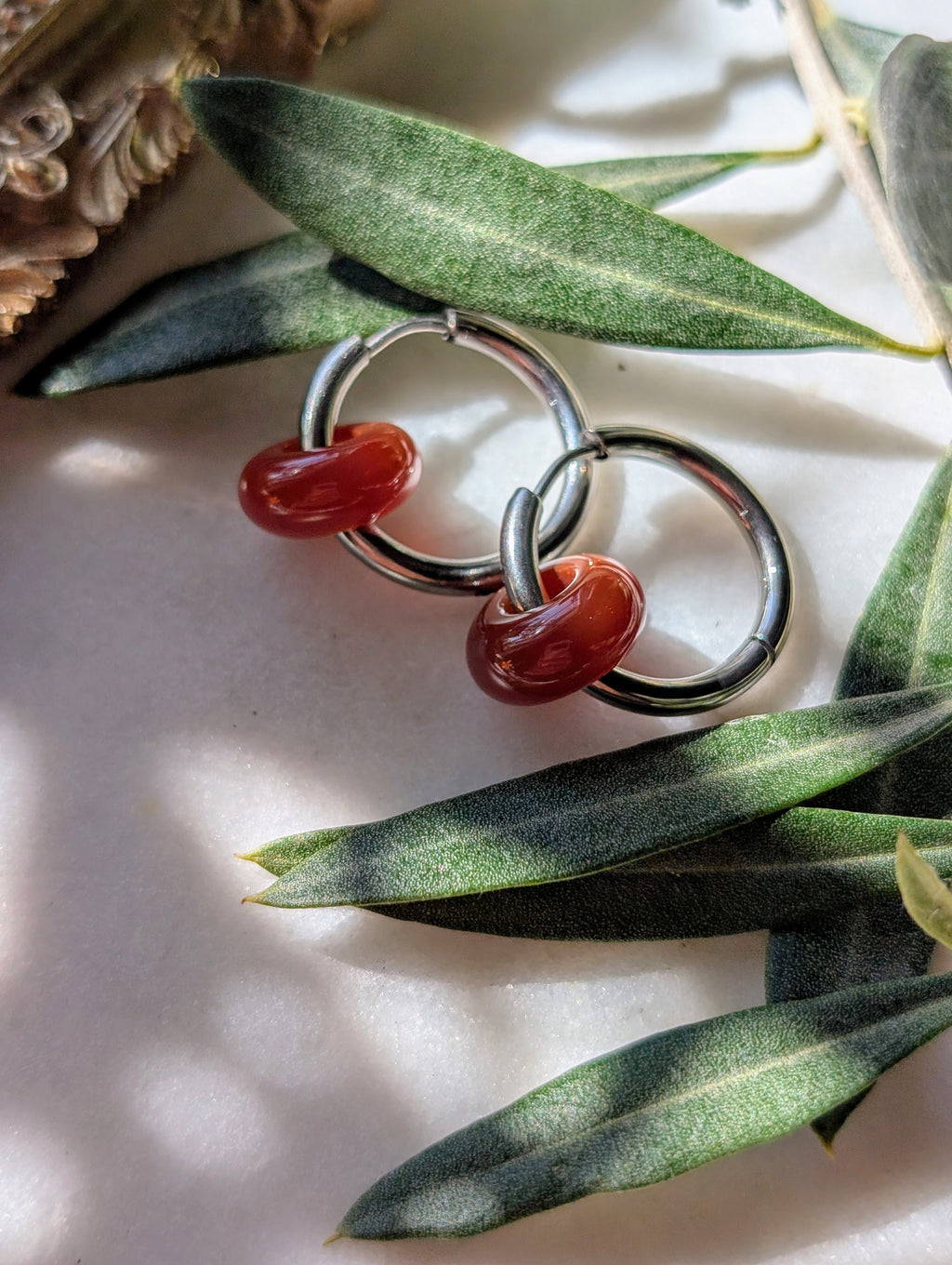 Creolen mit Edelstein Loop - Karneol