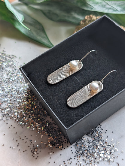 Boucles d'oreilles en argent fin 999 et perles d'eau douce