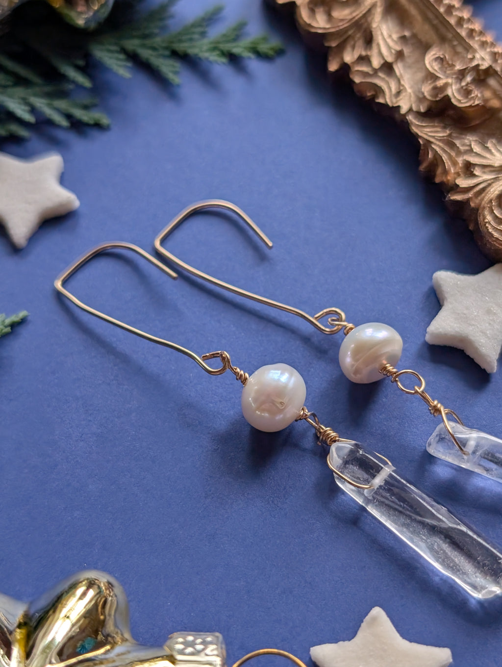 Istapp Pearl - Ohrhänger mit Quarz und  Perle