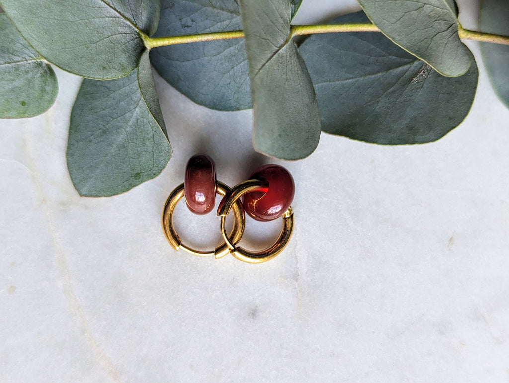 Creolen mit Edelstein Loop - Karneol