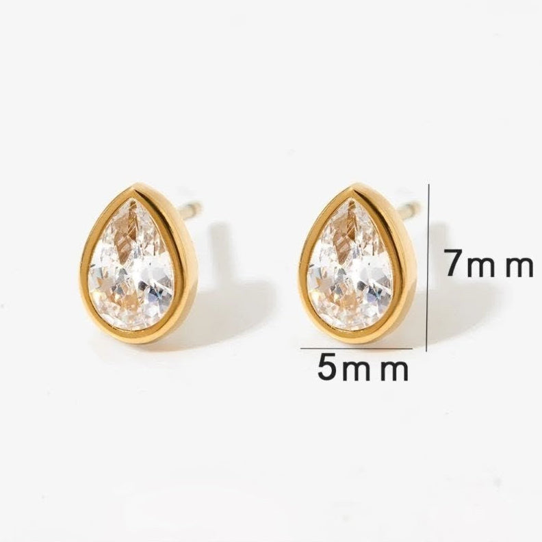 Zirkonia Drop - Edelstahl Ohrstecker mit Zirkonia