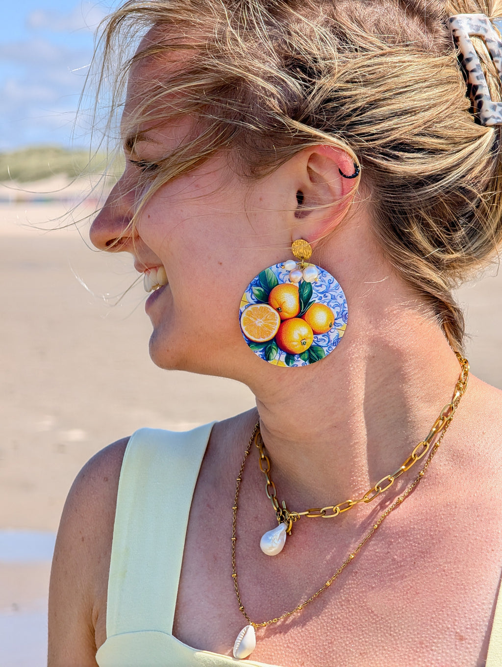 Luce di Amalfi – „Das Licht von Amalfi“ - Ohrringe aus Perlmutt mit Zitronenmuster