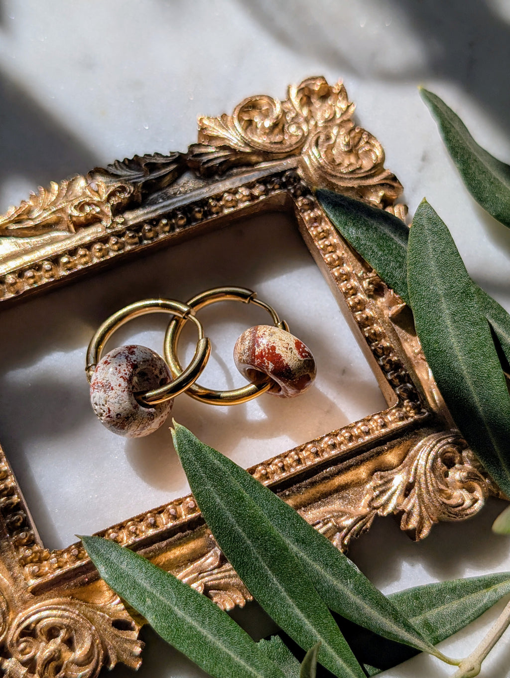 Creolen mit Edelstein Loop - Roter Jaspis