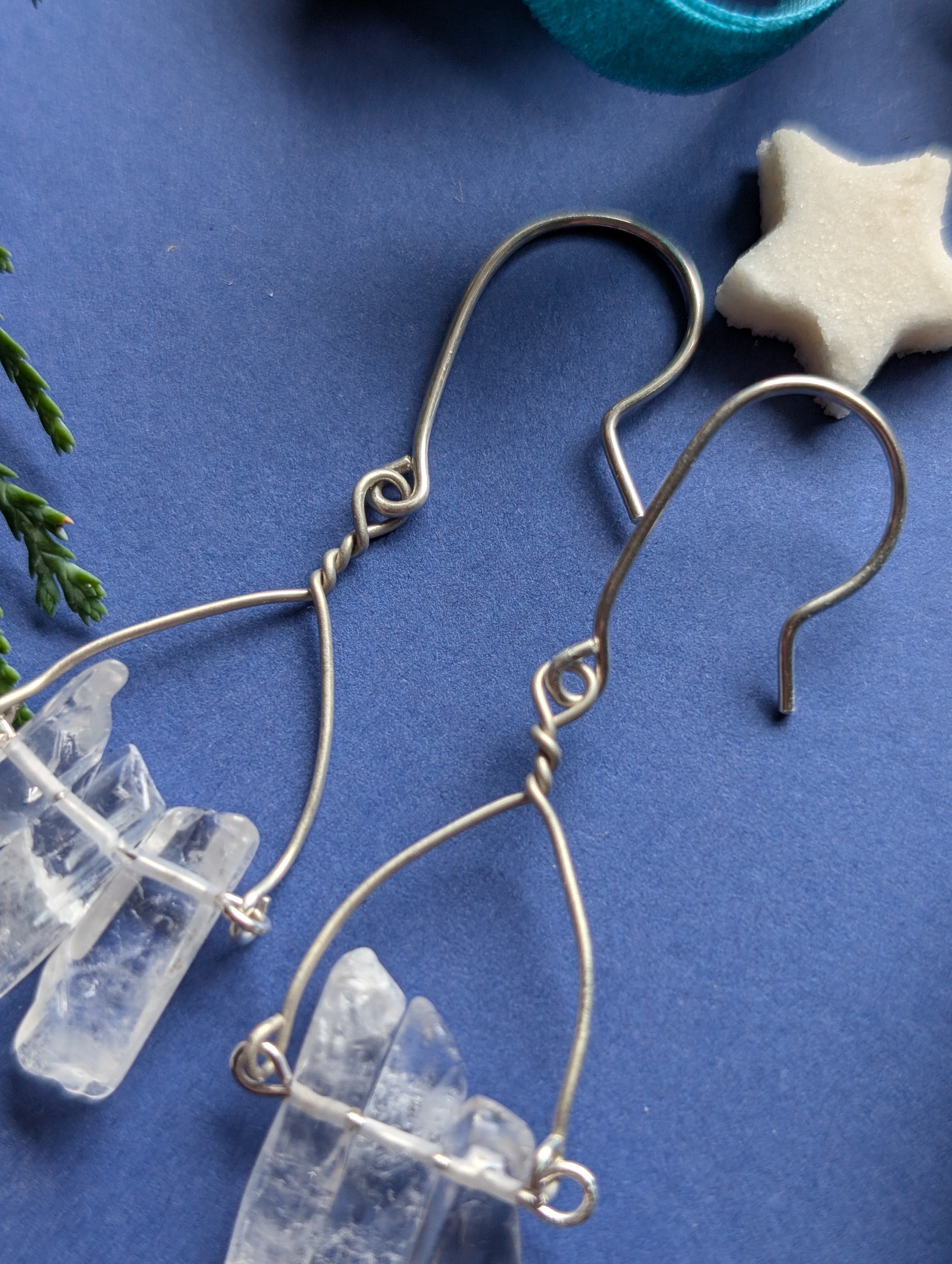 Firn Glacier - Ohrhänger mit Eiszapfen aus Quarzsplittern