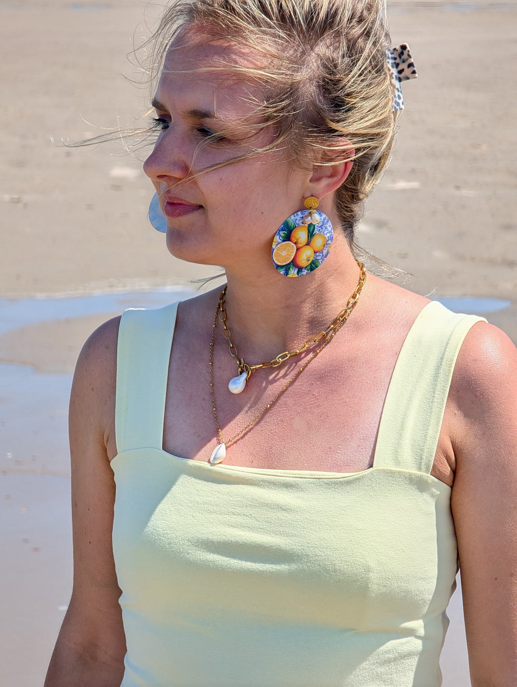 Luce di Amalfi – „Das Licht von Amalfi“ - Ohrringe aus Perlmutt mit Zitronenmuster