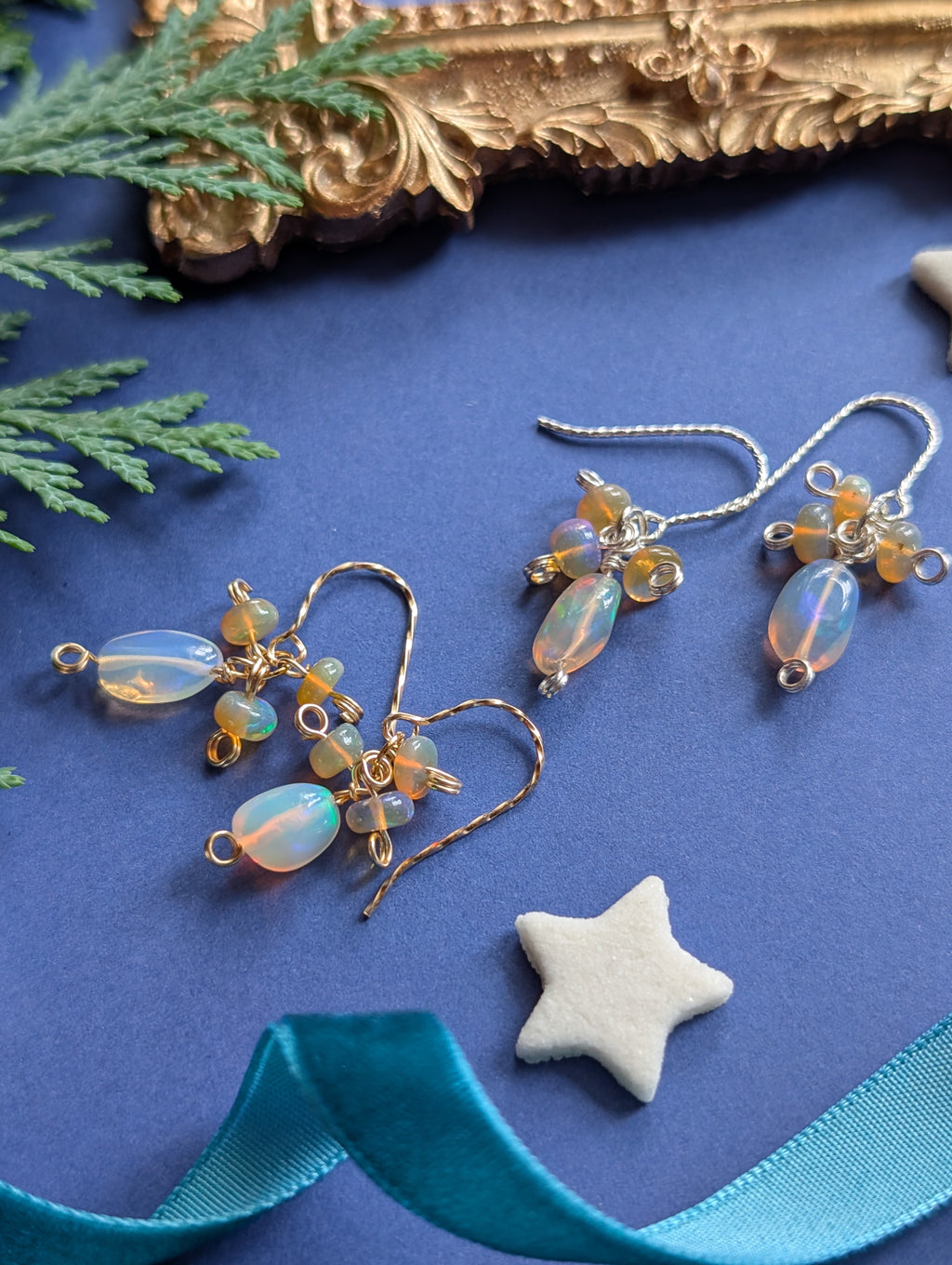 Northern Fire Lights - zarte Ohrhänger mit verschiedenen Feueropalen