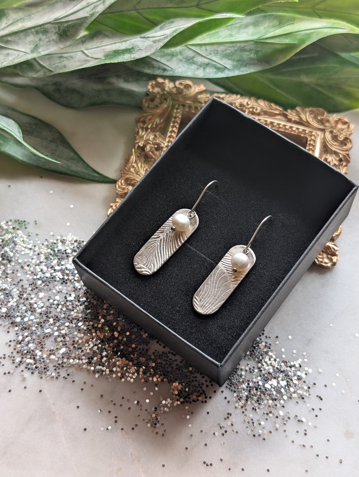 Boucles d'oreilles en argent fin 999 et perles d'eau douce