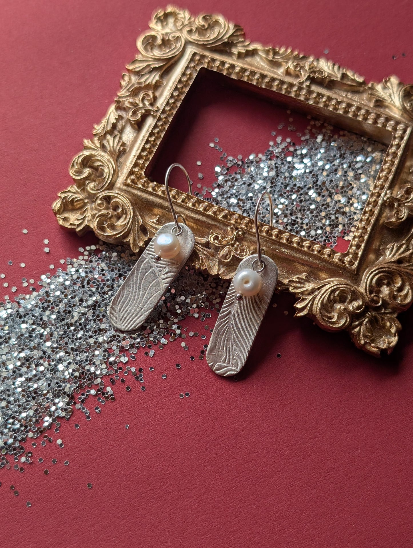 Boucles d'oreilles en argent fin 999 et perles d'eau douce