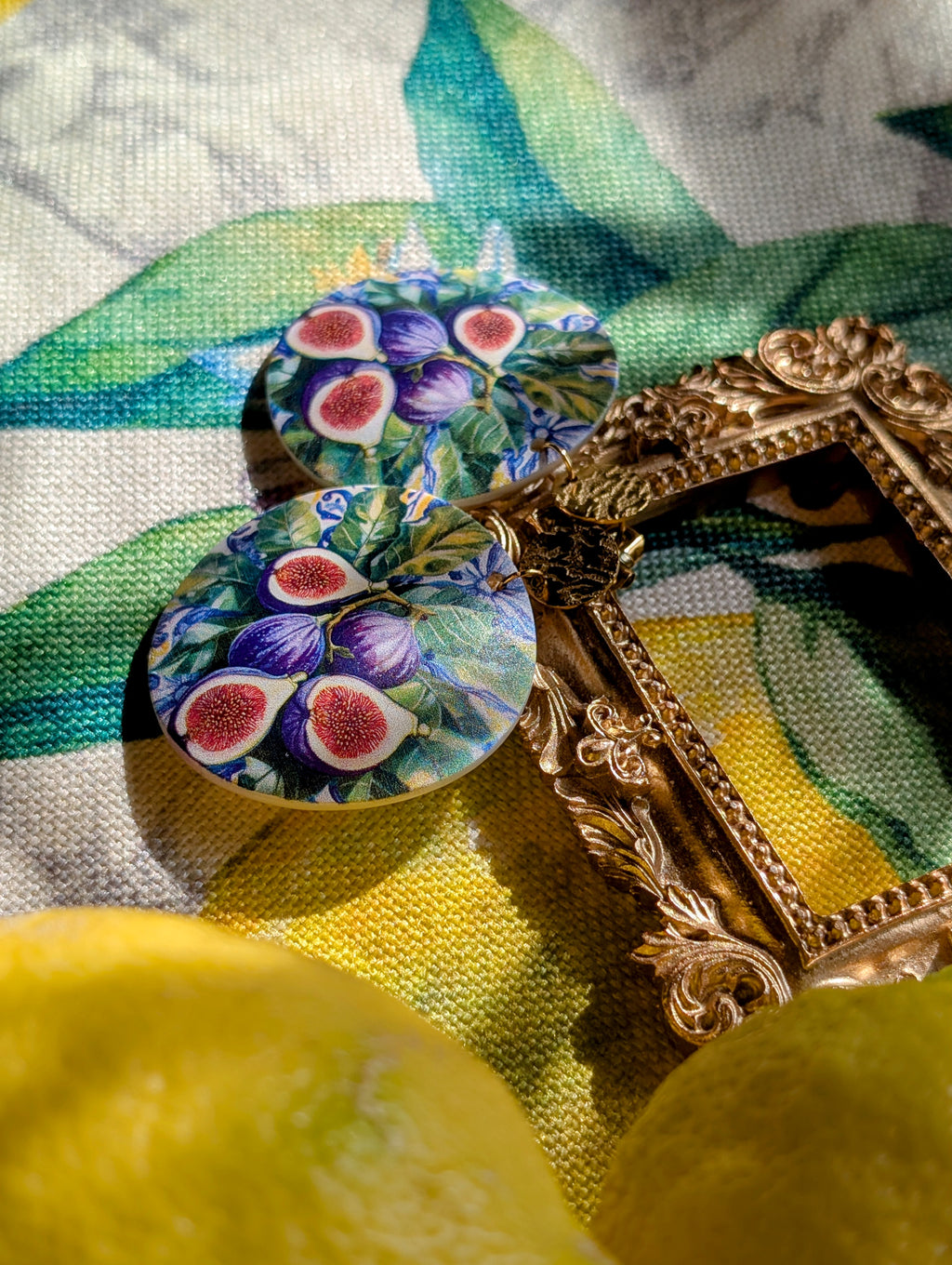 Profumo di fichi - Ohrringe aus Perlmutt mit Feigenmuster