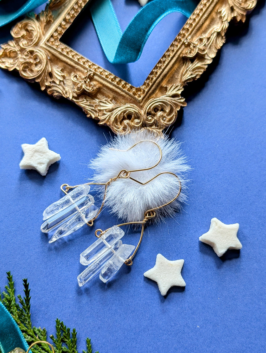 Firn Glacier - Ohrhänger mit Eiszapfen aus Quarzsplittern