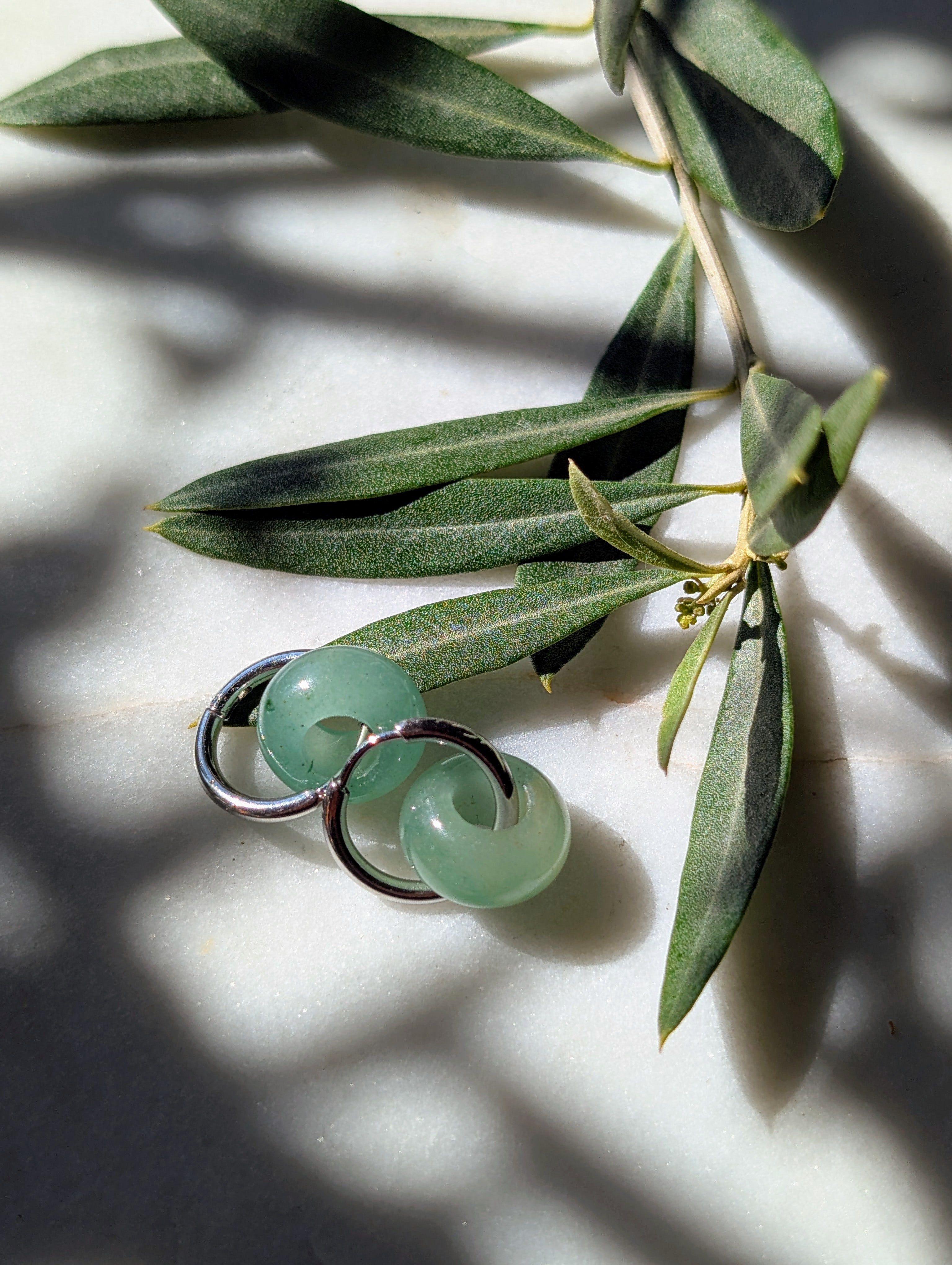 Creolen mit Edelstein Loop - Aventurin