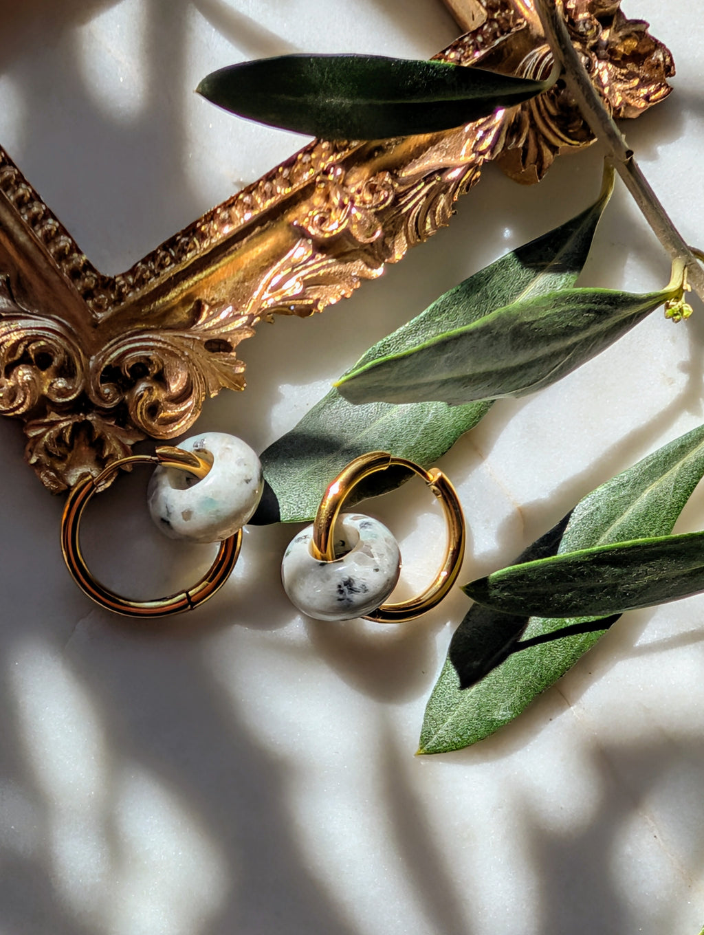 Creolen mit Edelstein Loop - Sesam Jaspis