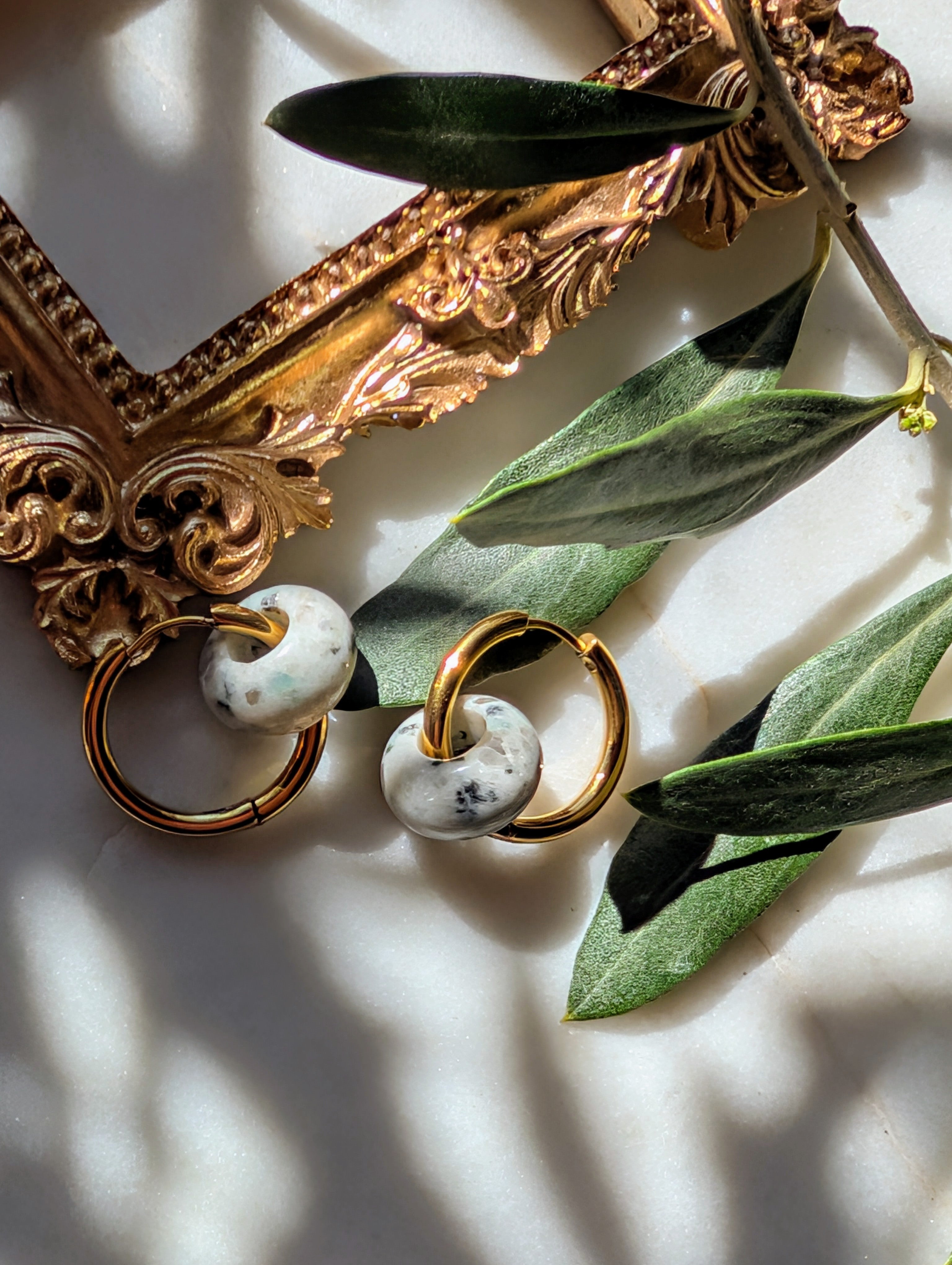 Creolen mit Edelstein Loop - Sesam Jaspis