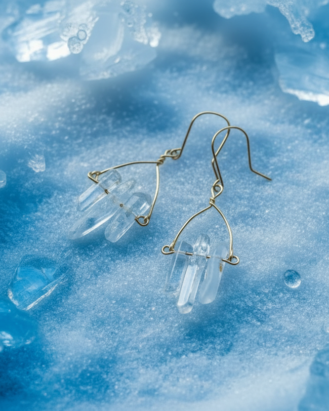 Firn Glacier - Ohrhänger mit Eiszapfen aus Quarzsplittern