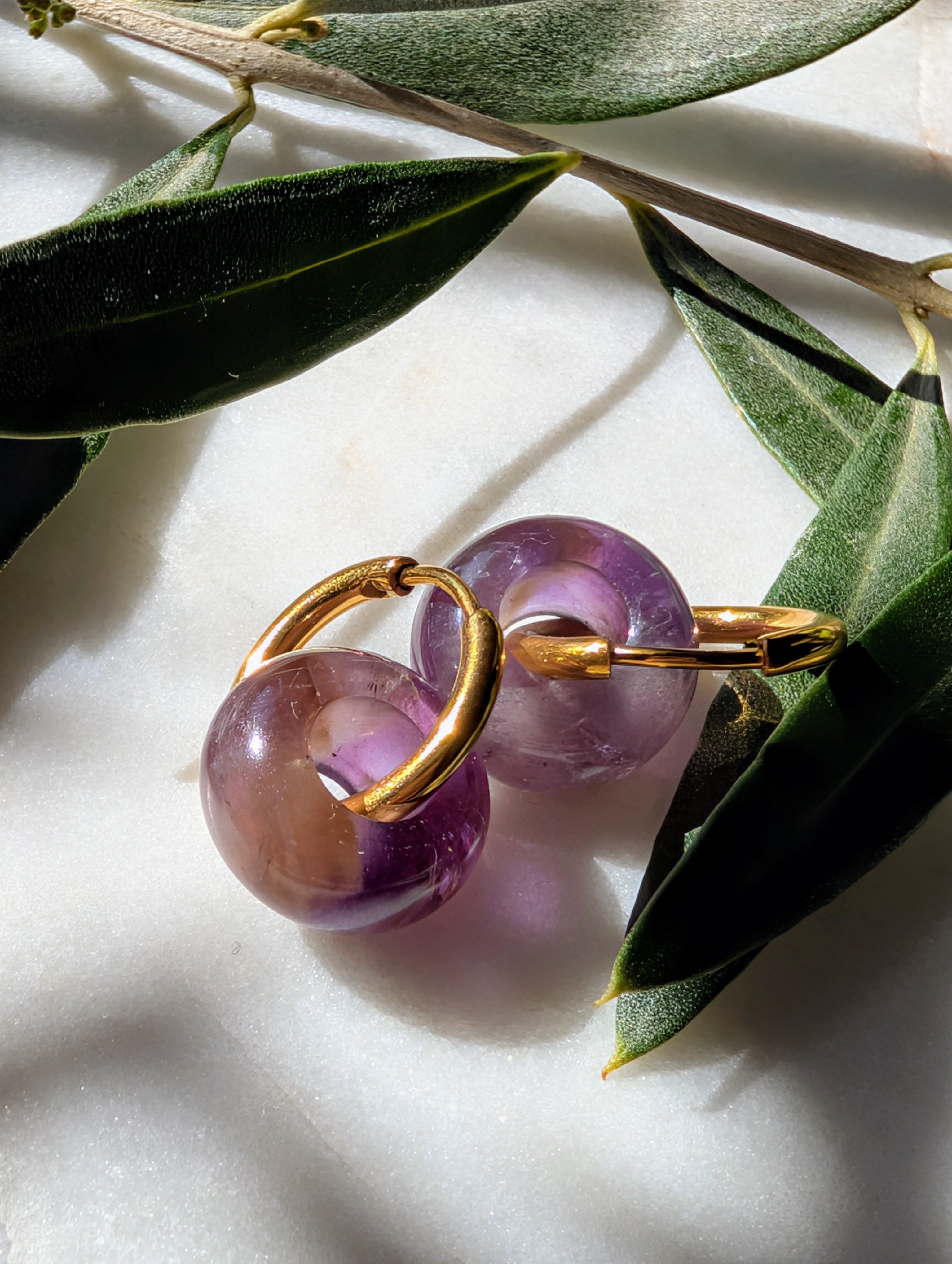 Creolen mit Edelstein Loop - Amethyst