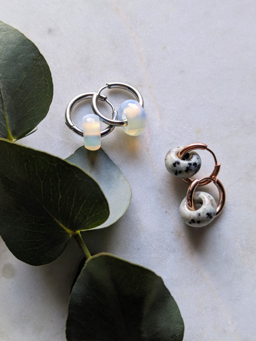 Creolen mit Edelstein Loop - Opalit