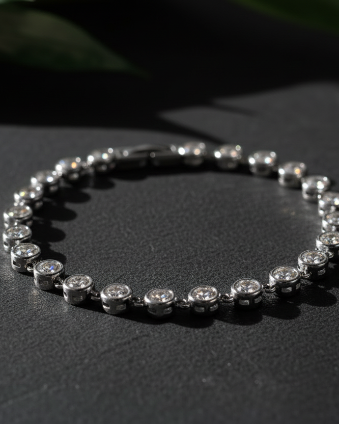 Tennisarmband "Match-Point" - Tennisarmband aus Edelstahl und Zirkonia