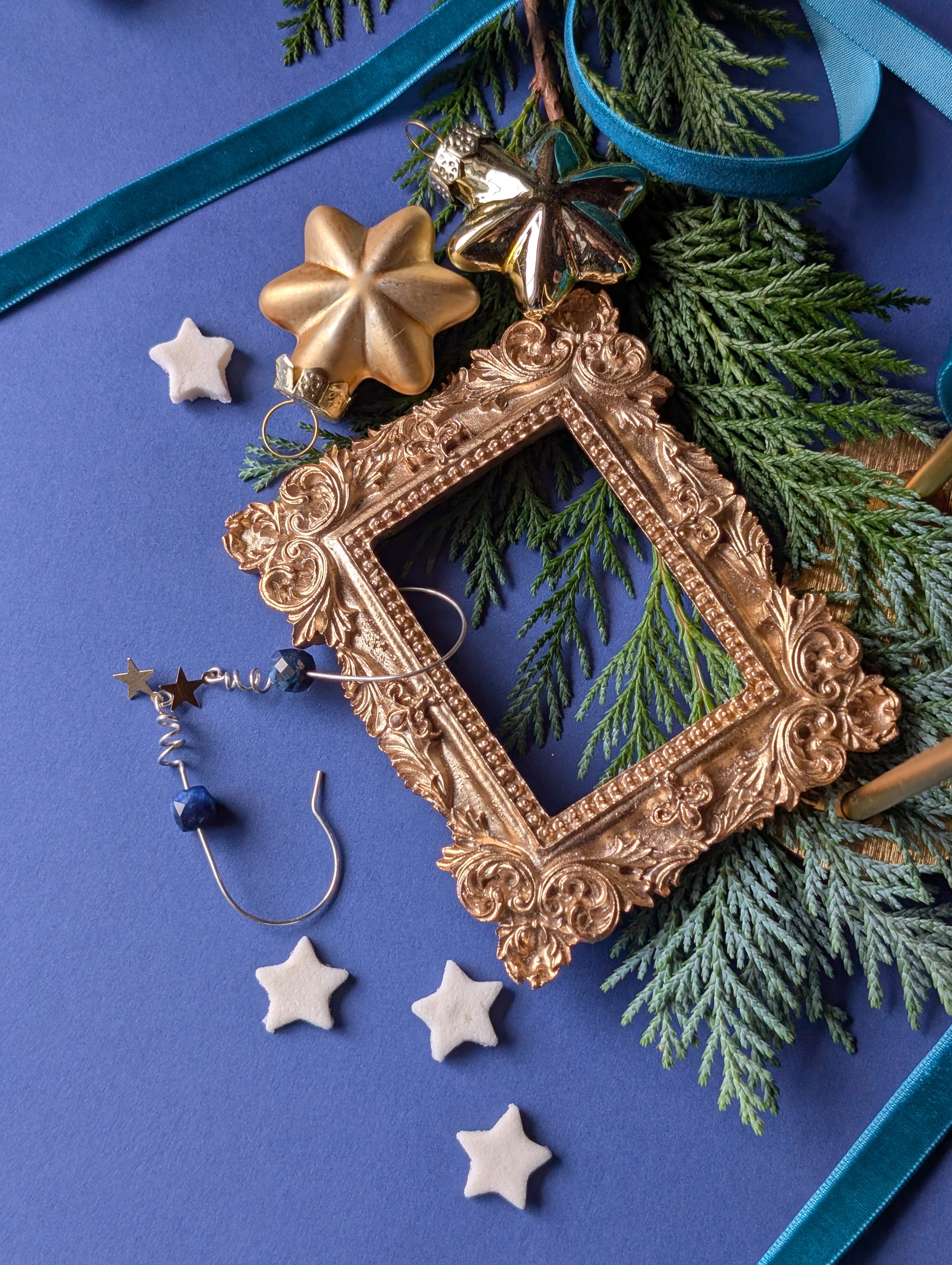 Ohrhänger Polaris - Silber & Gold mit Sternen und Tigerauge