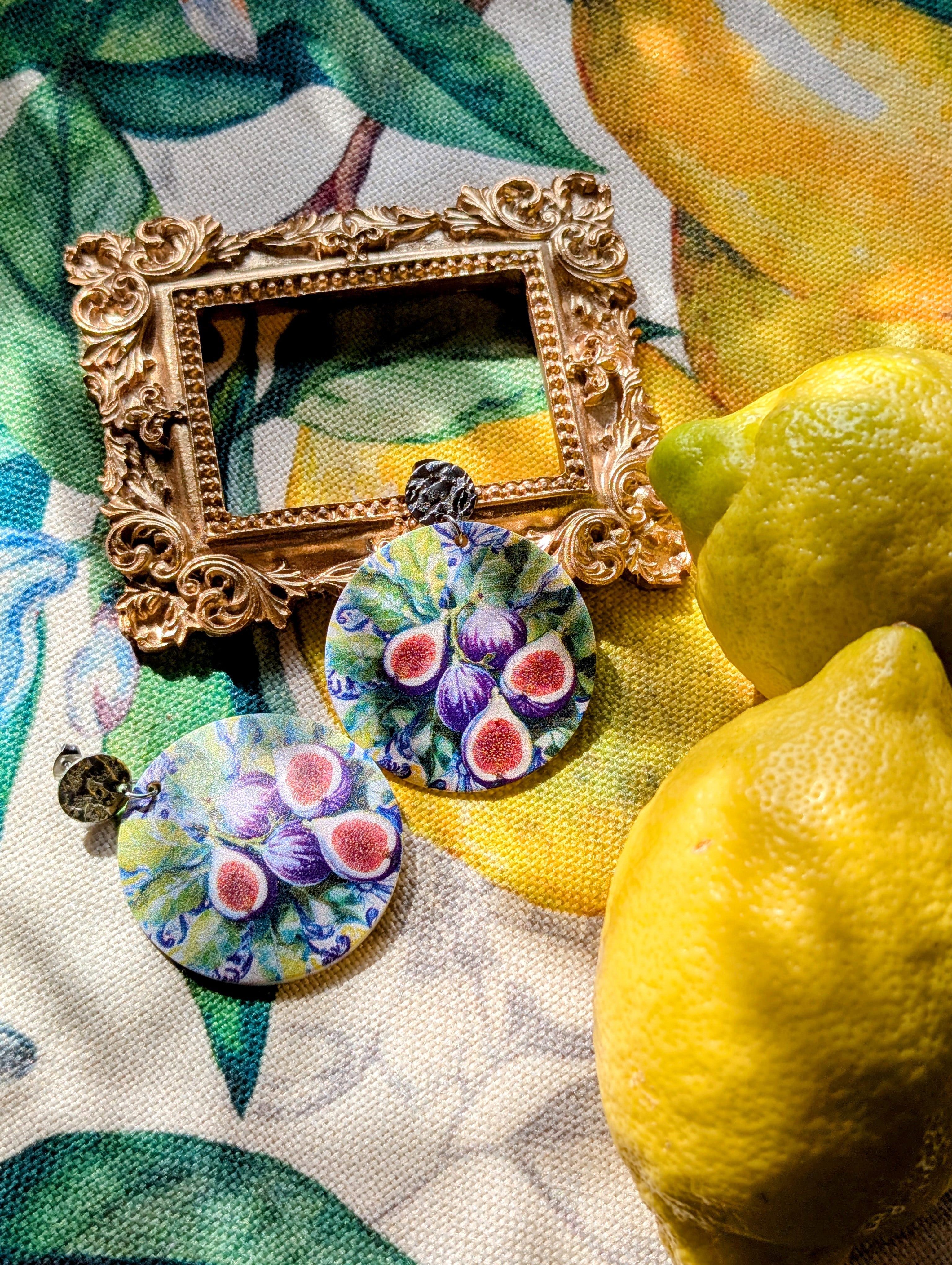 Profumo di fichi - Ohrringe aus Perlmutt mit Feigenmuster