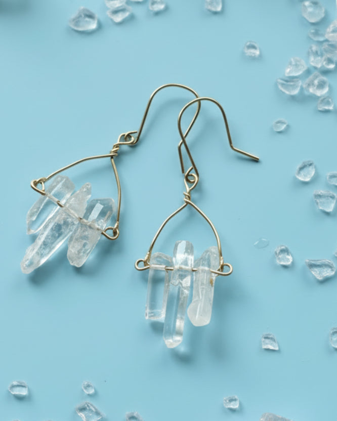Firn Glacier - Ohrhänger mit Eiszapfen aus Quarzsplittern